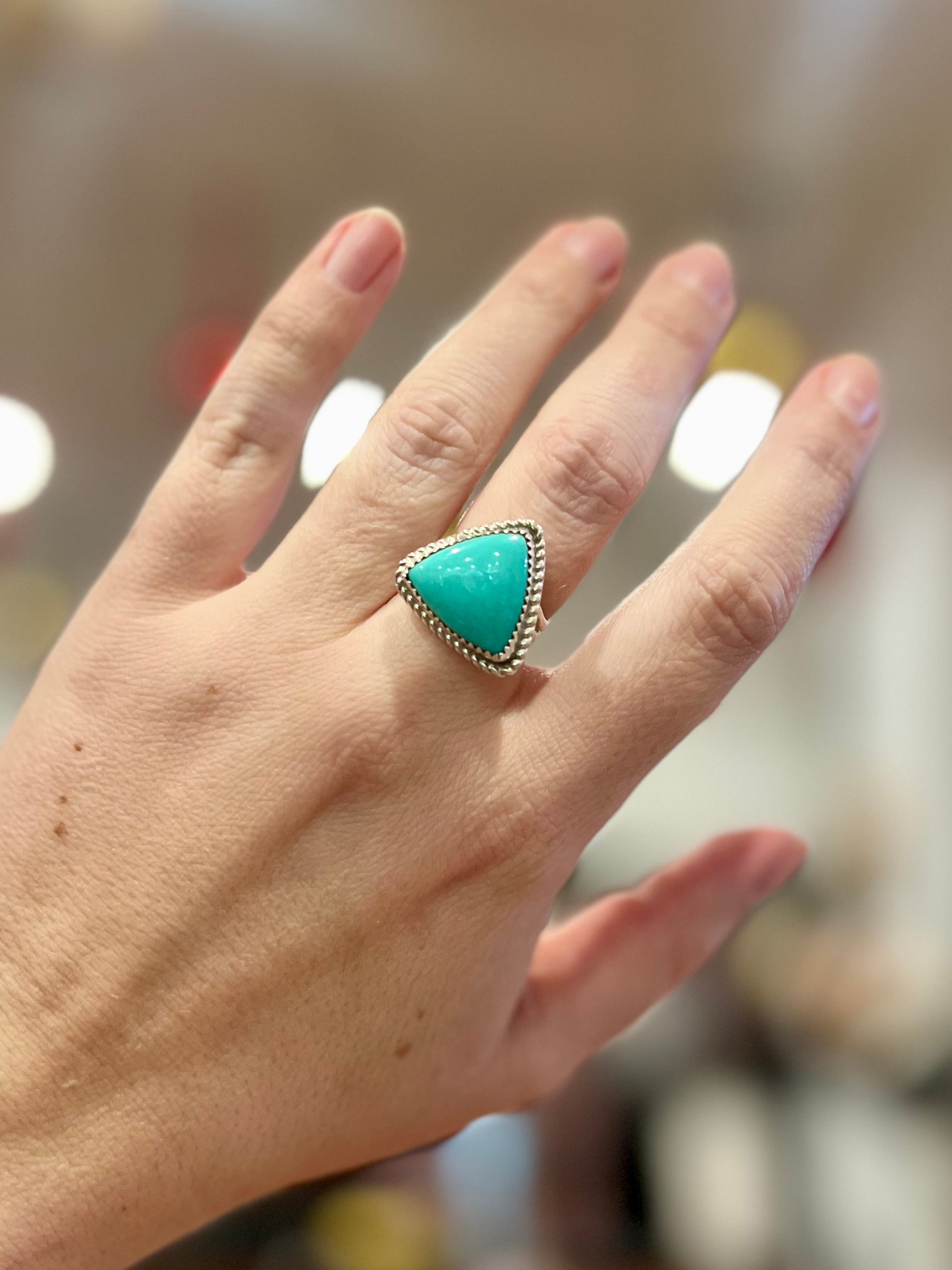 Triangle Turquoise Sterling Silver Ring