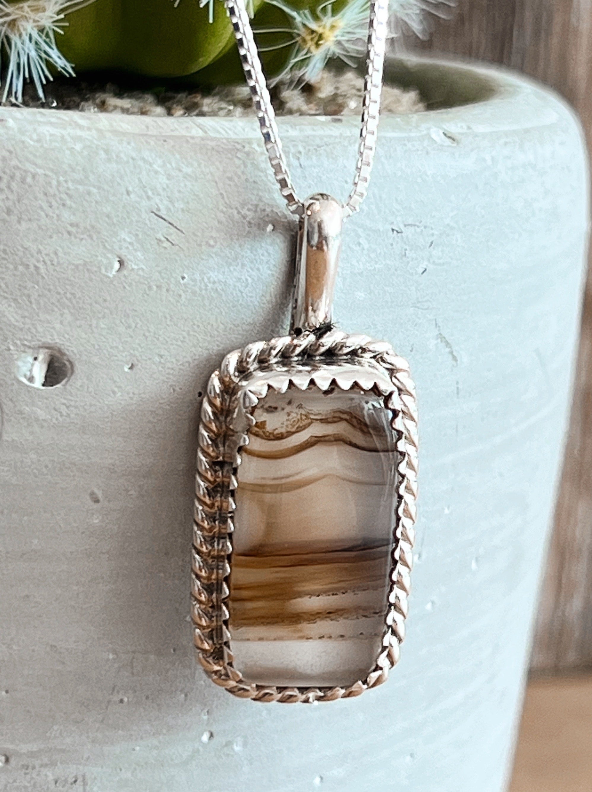 Montana Agate Sterling Silver Necklace