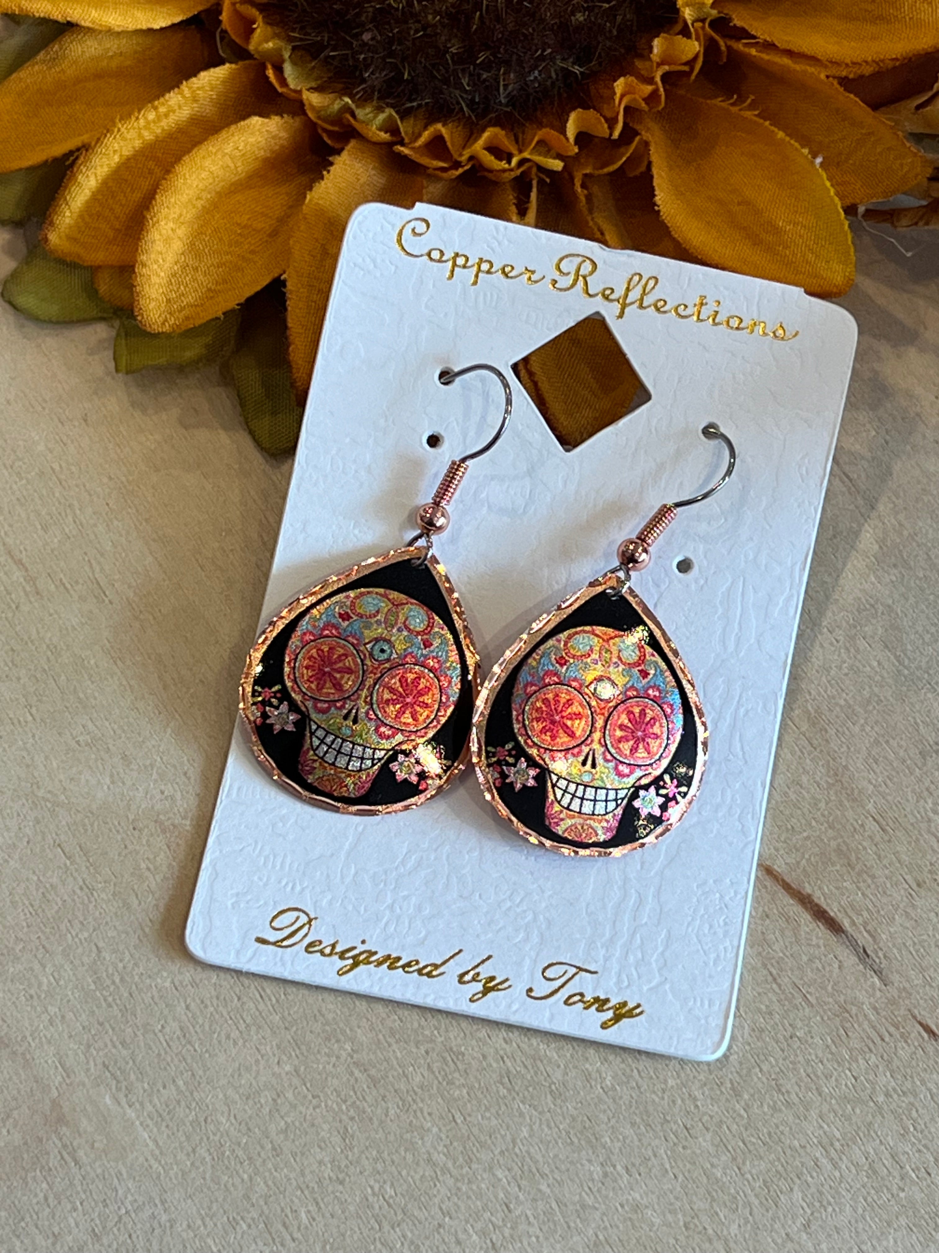 Sugar Skull Copper Earrings