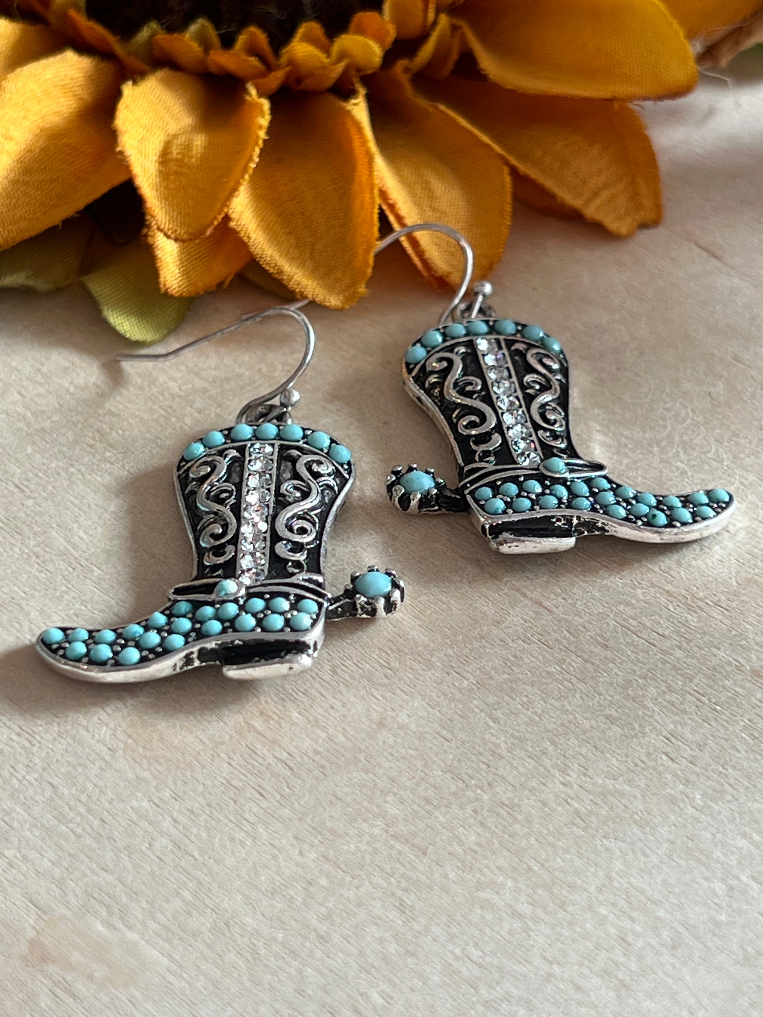 Studded Boot Dangle Earrings