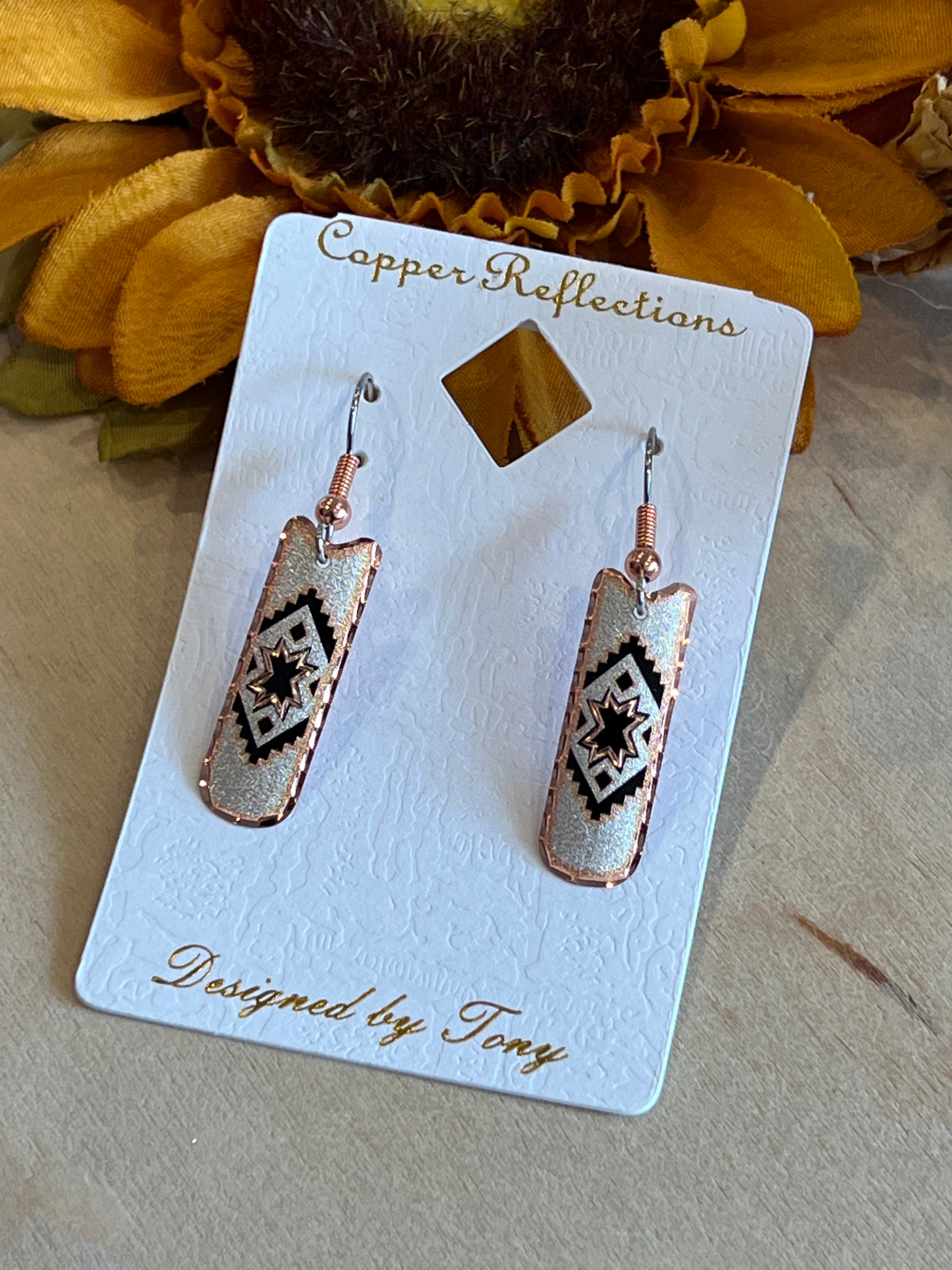 White Hot Aztec Copper Earrings