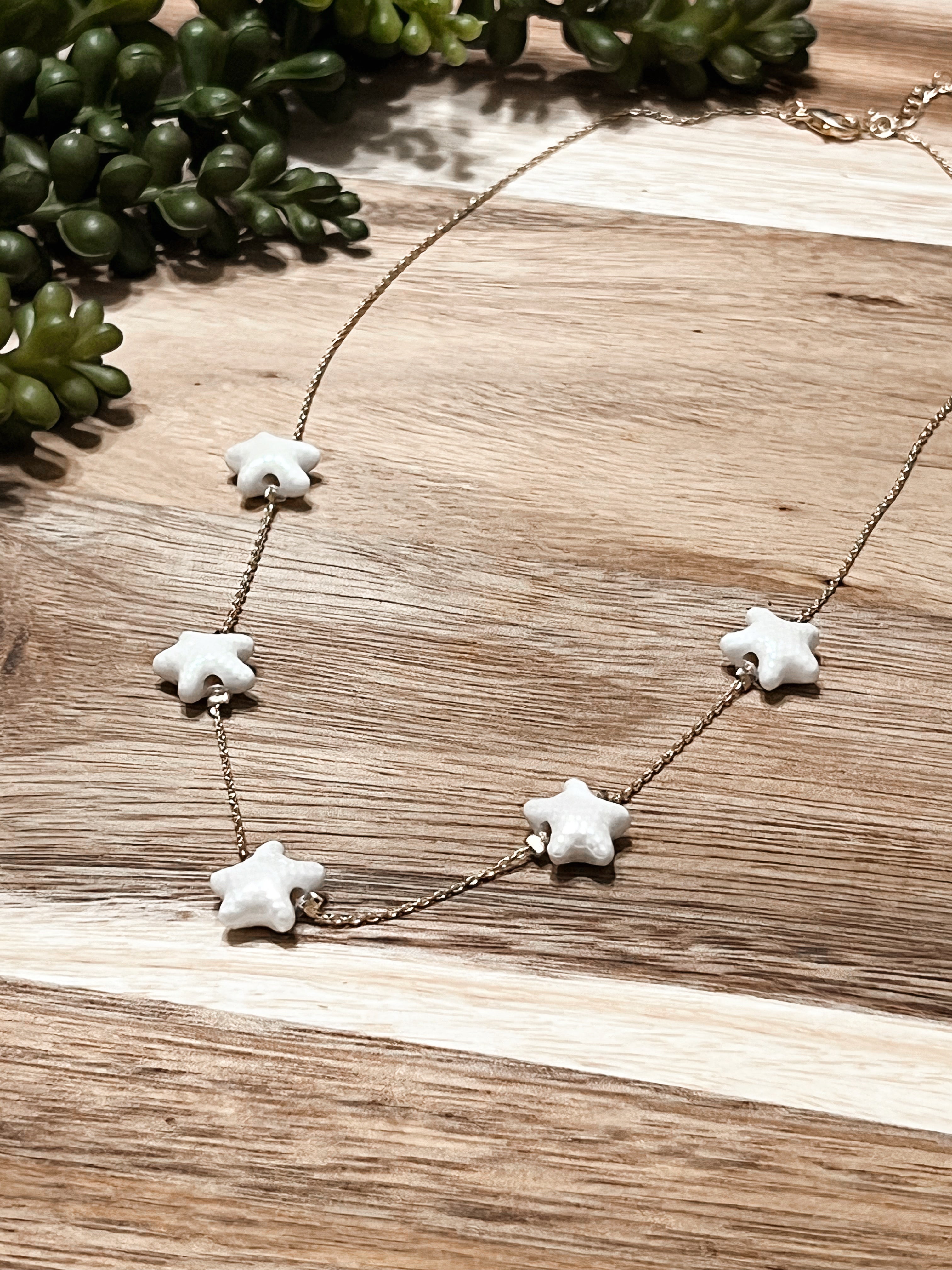 White Seeing Starfish Necklace