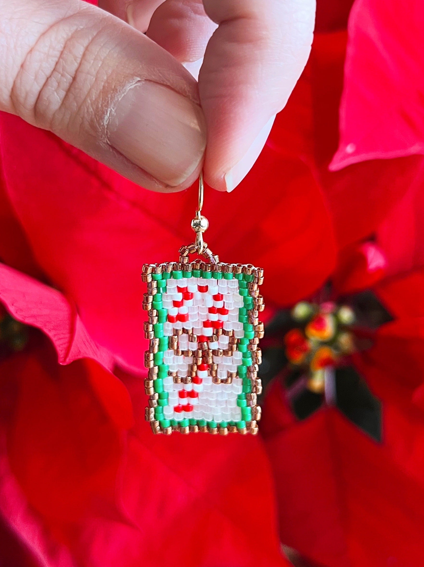 Candy Cane Lane Handbeaded Earrings