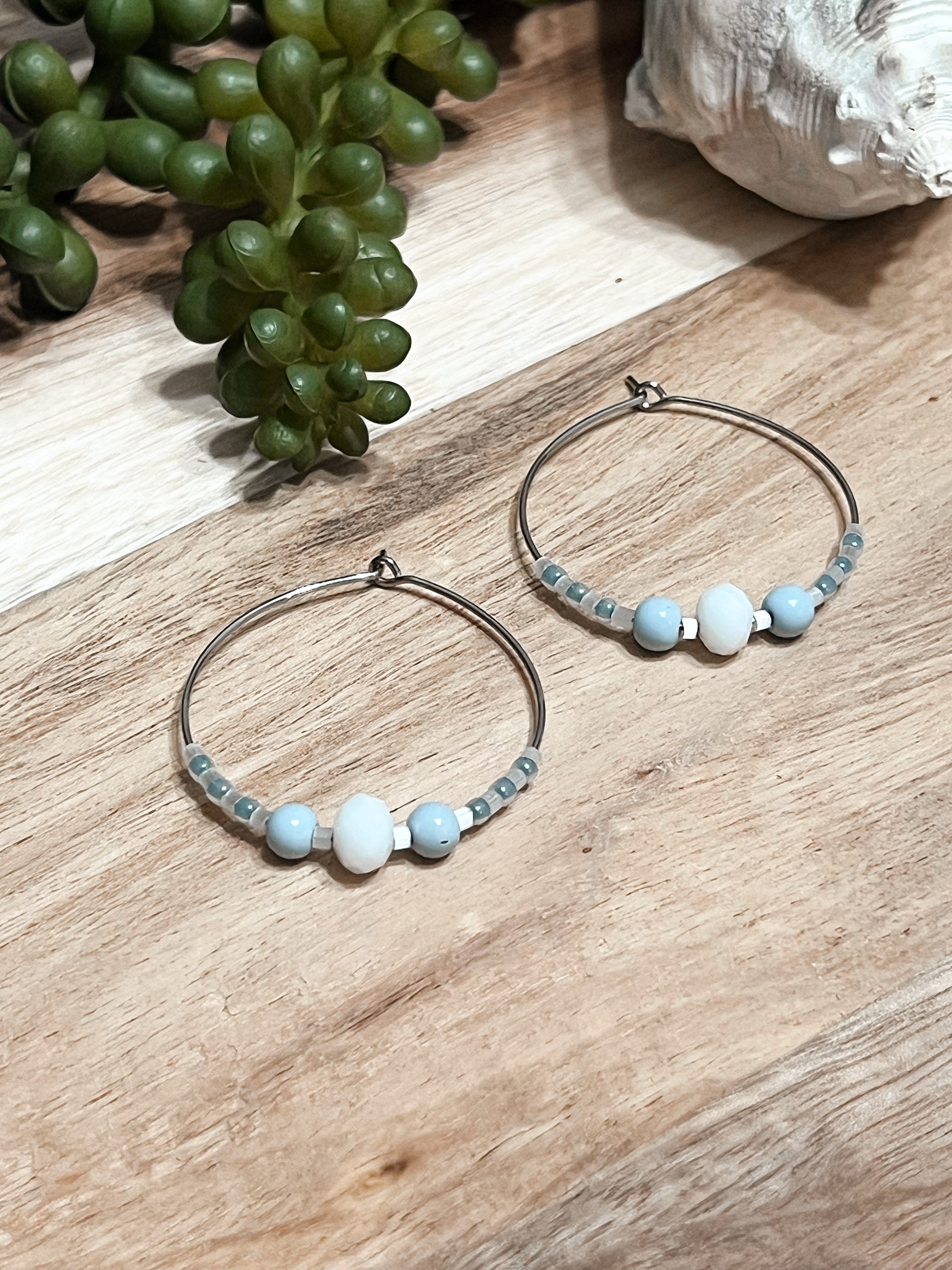 Clear Water Hoop Earrings