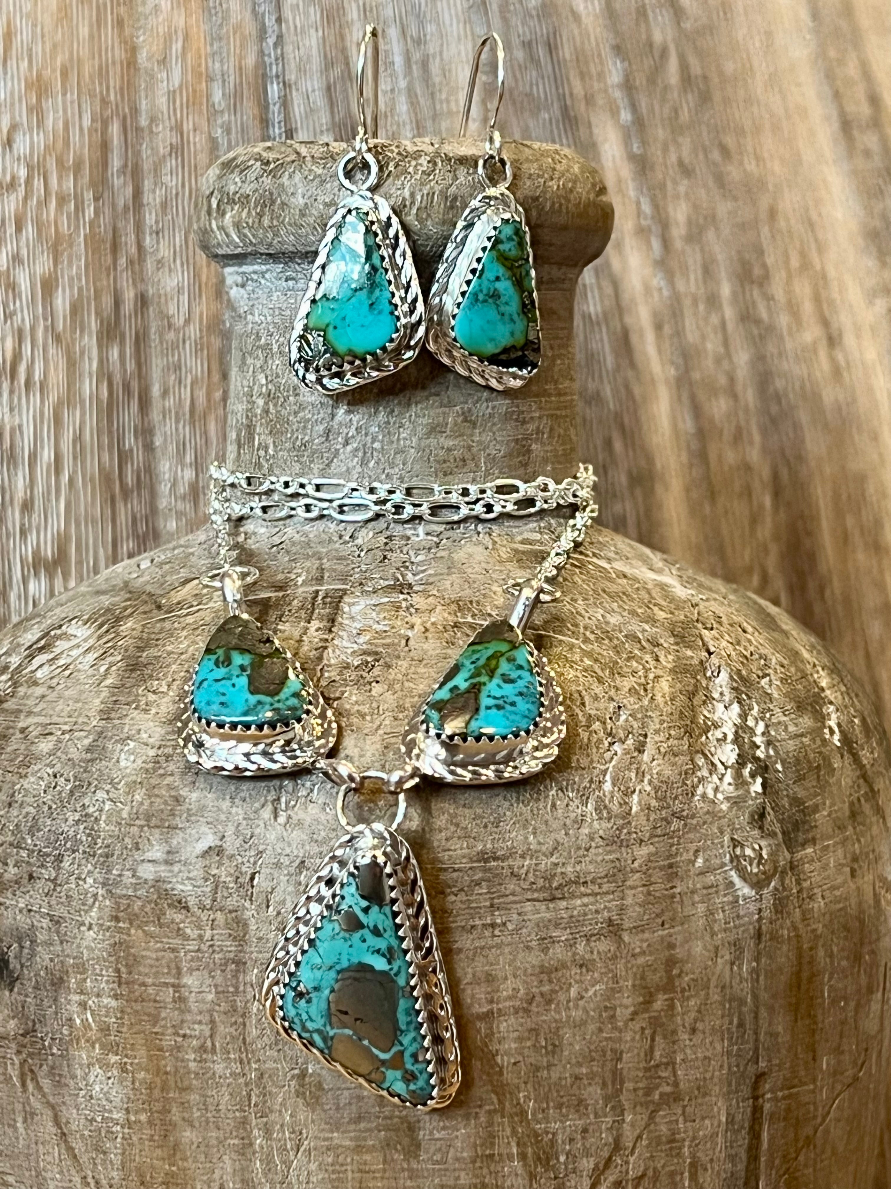 Silver Strike Turquoise Sterling Silver Necklace & Earrings Set