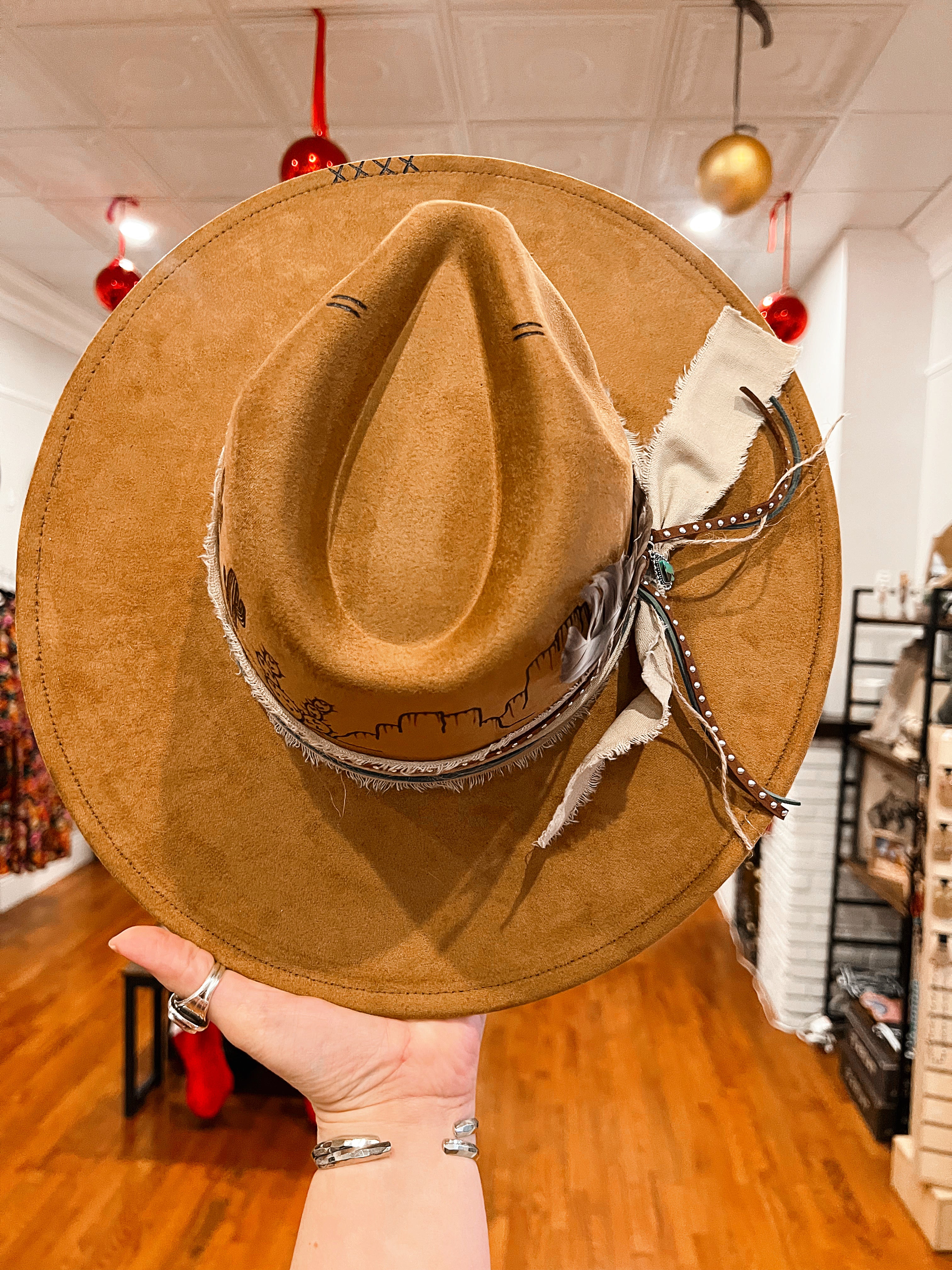 Desert Scene Hand Burned Hat