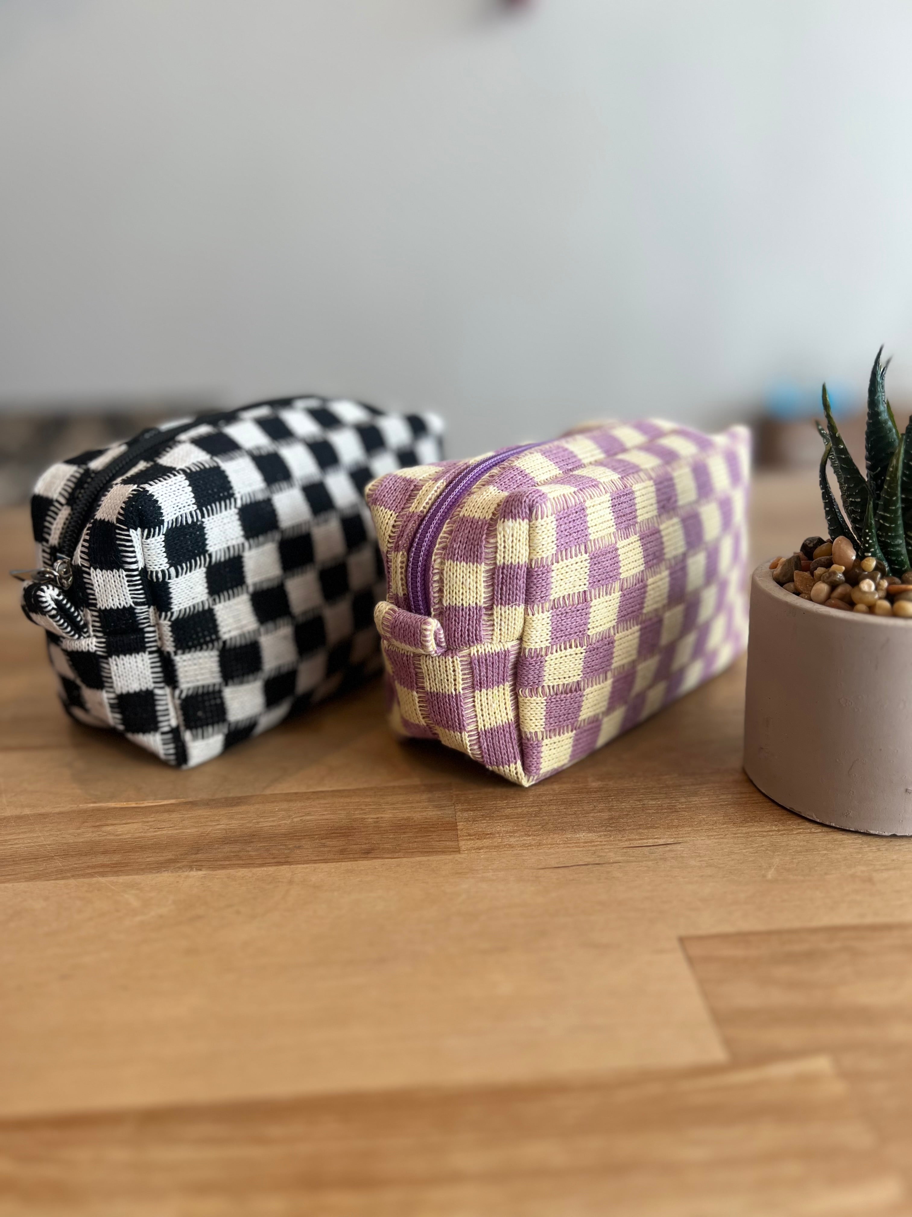 Checkered Makeup Bag