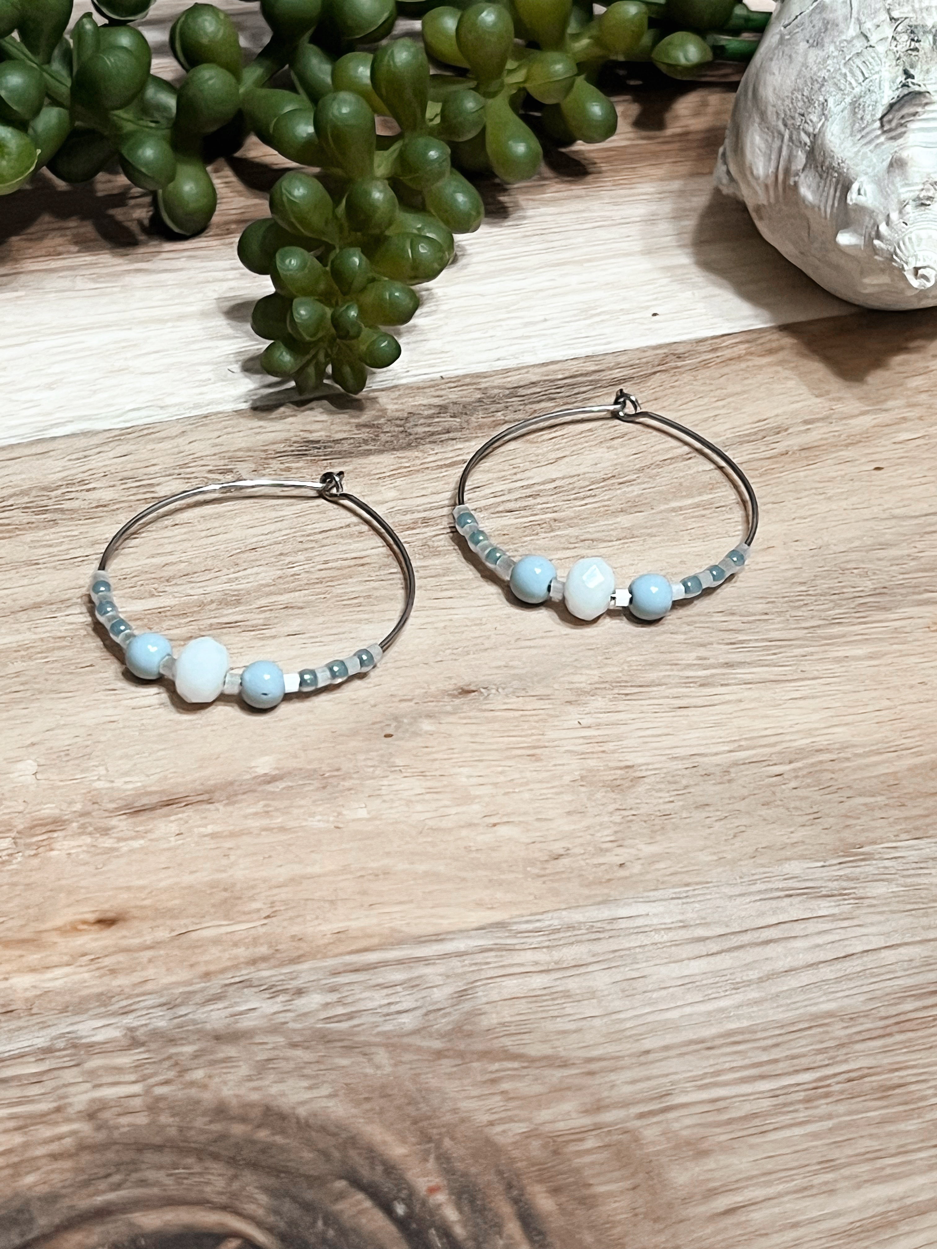 Clear Water Hoop Earrings