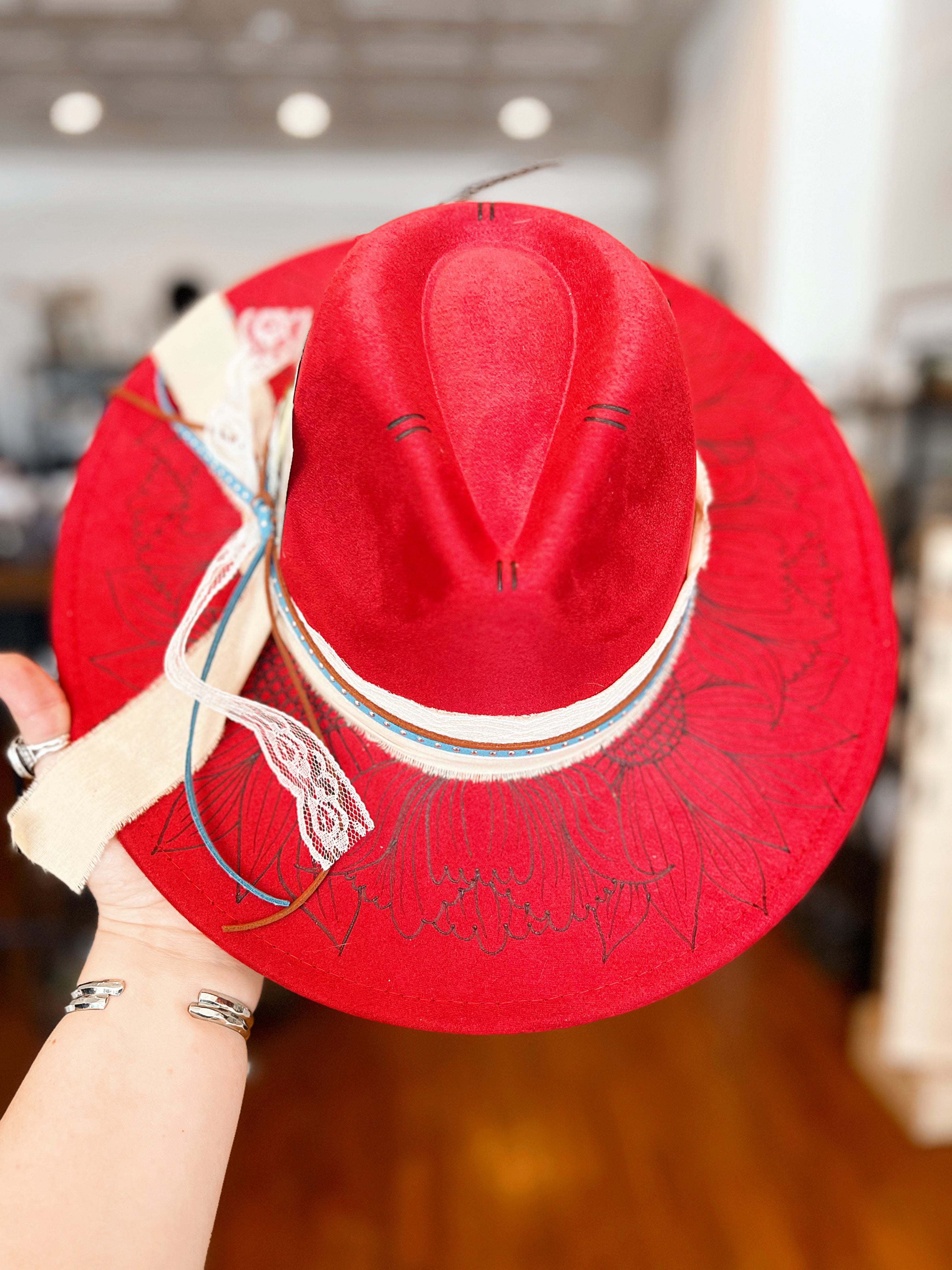 Red Dawn Hand Burned Hat