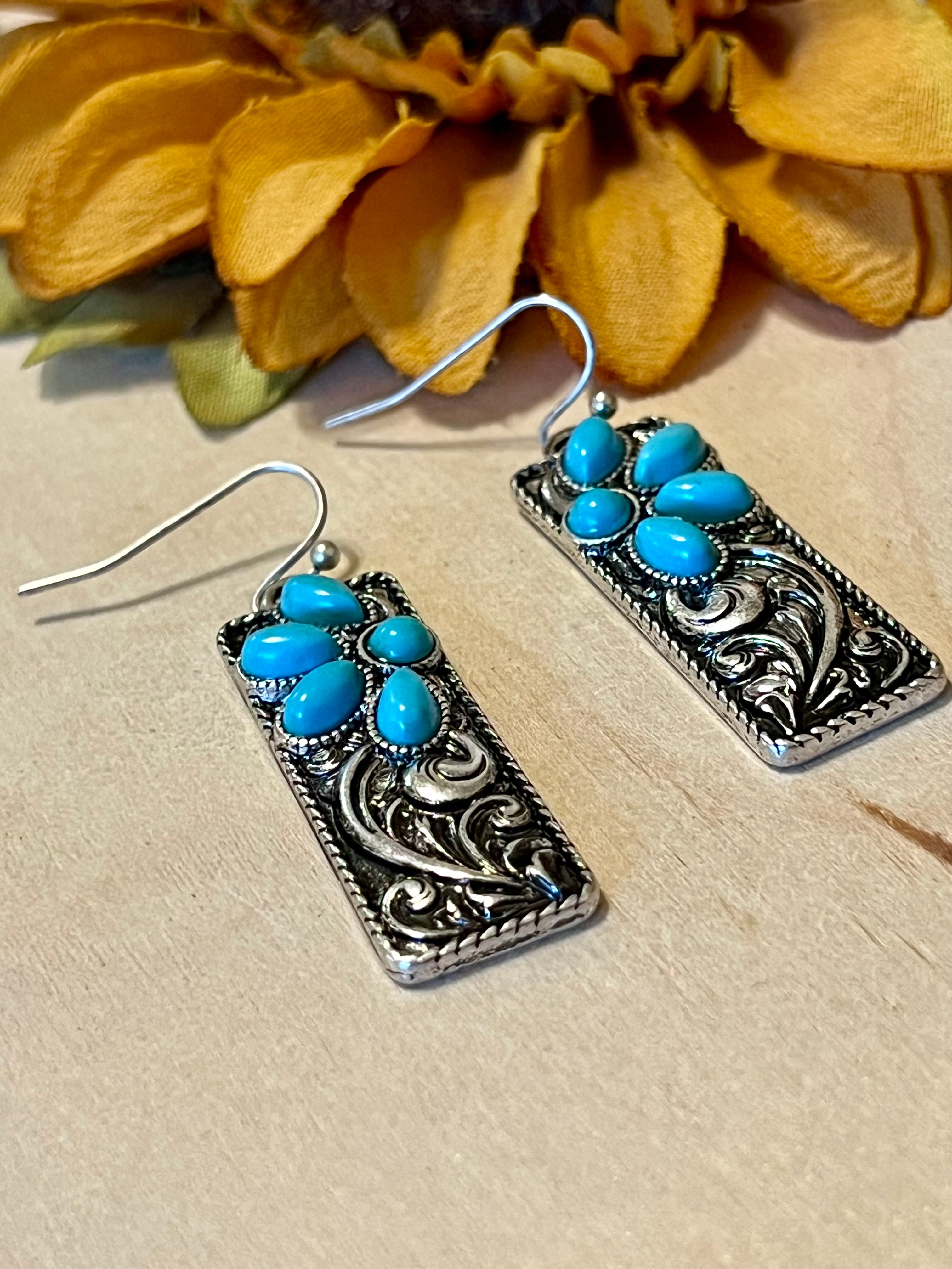 Cast Flower Dangle Earrings