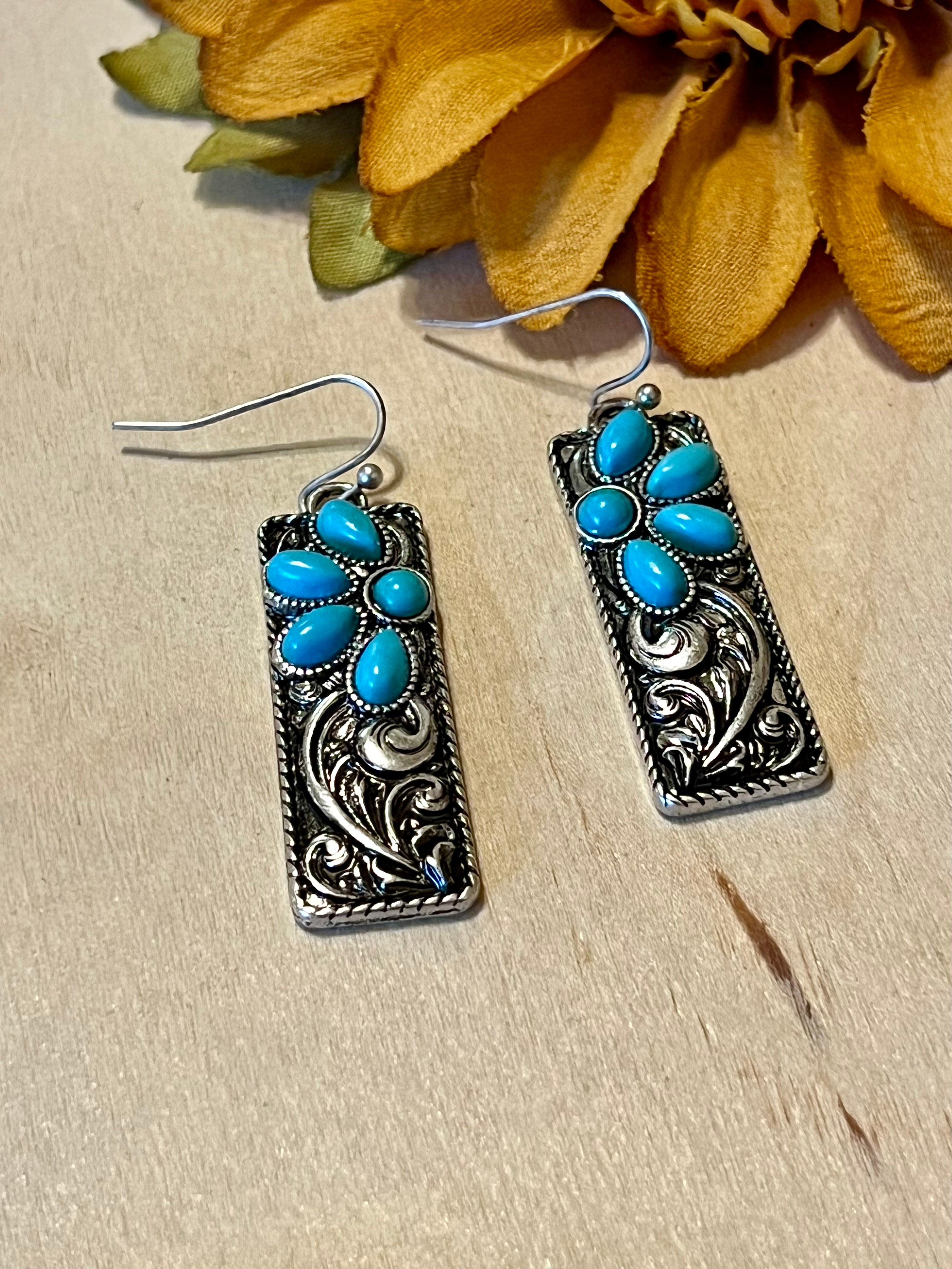 Cast Flower Dangle Earrings