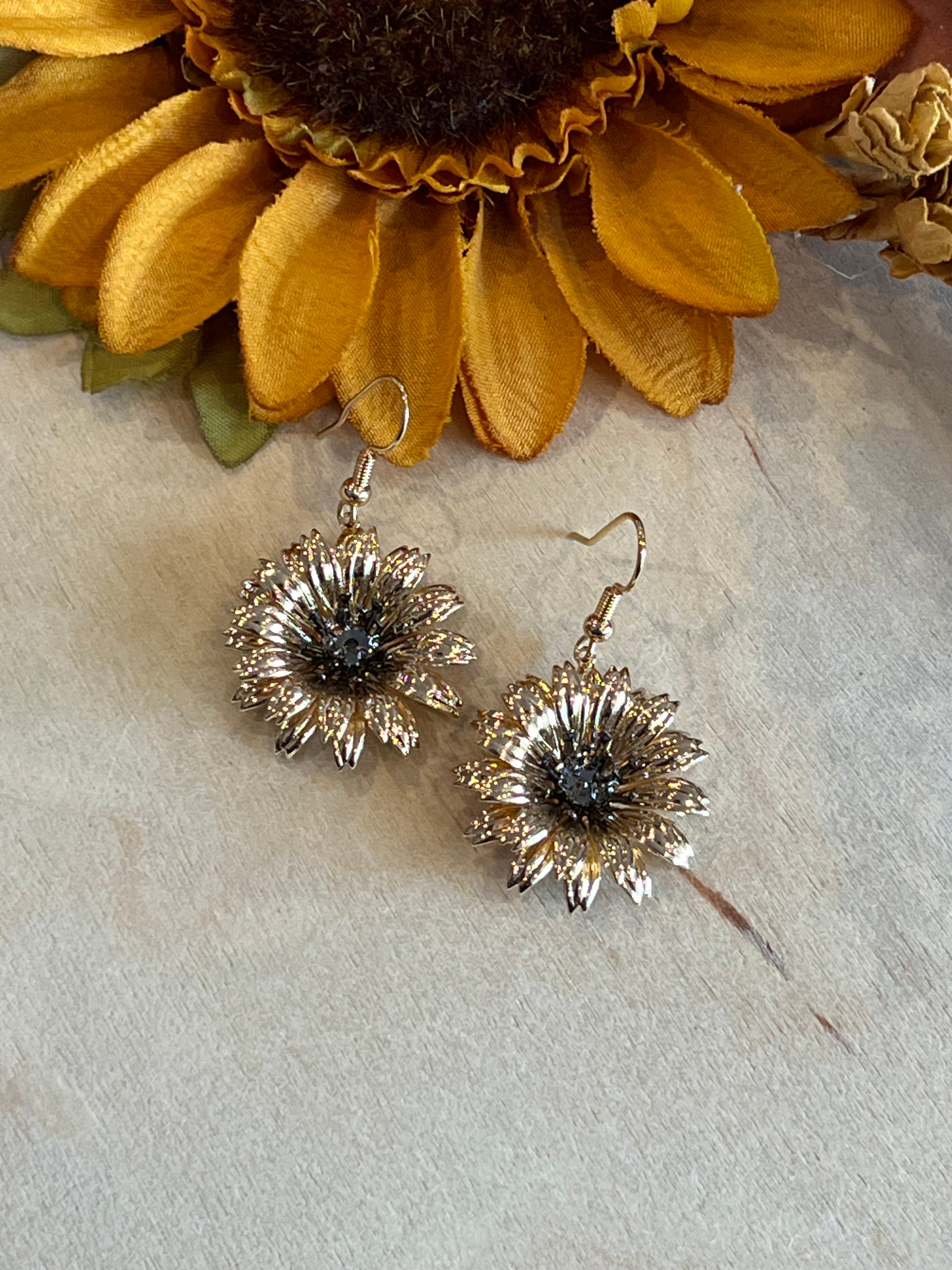 Sunflower Copper Earrings