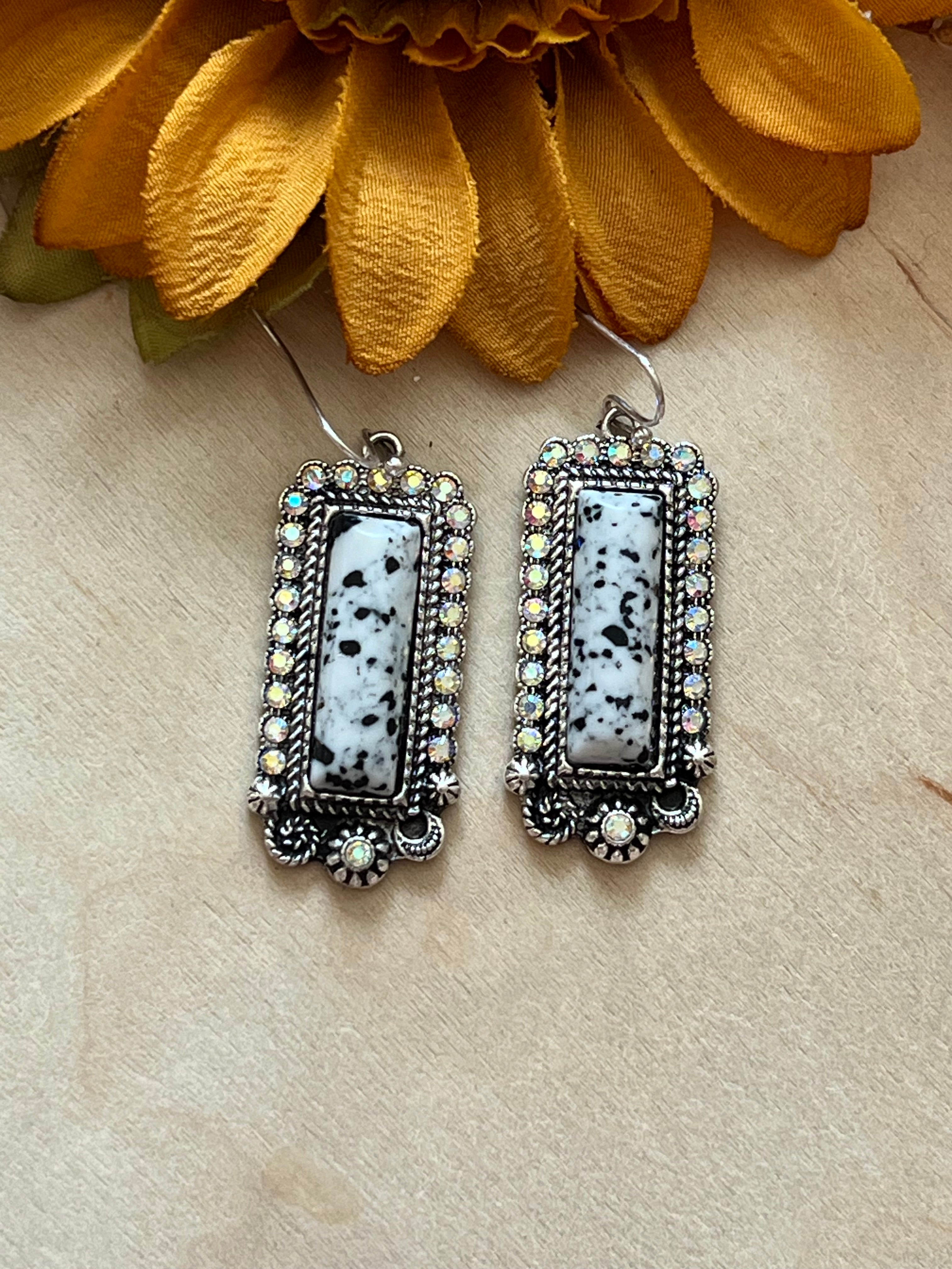 Sparkle White Dangle Earrings