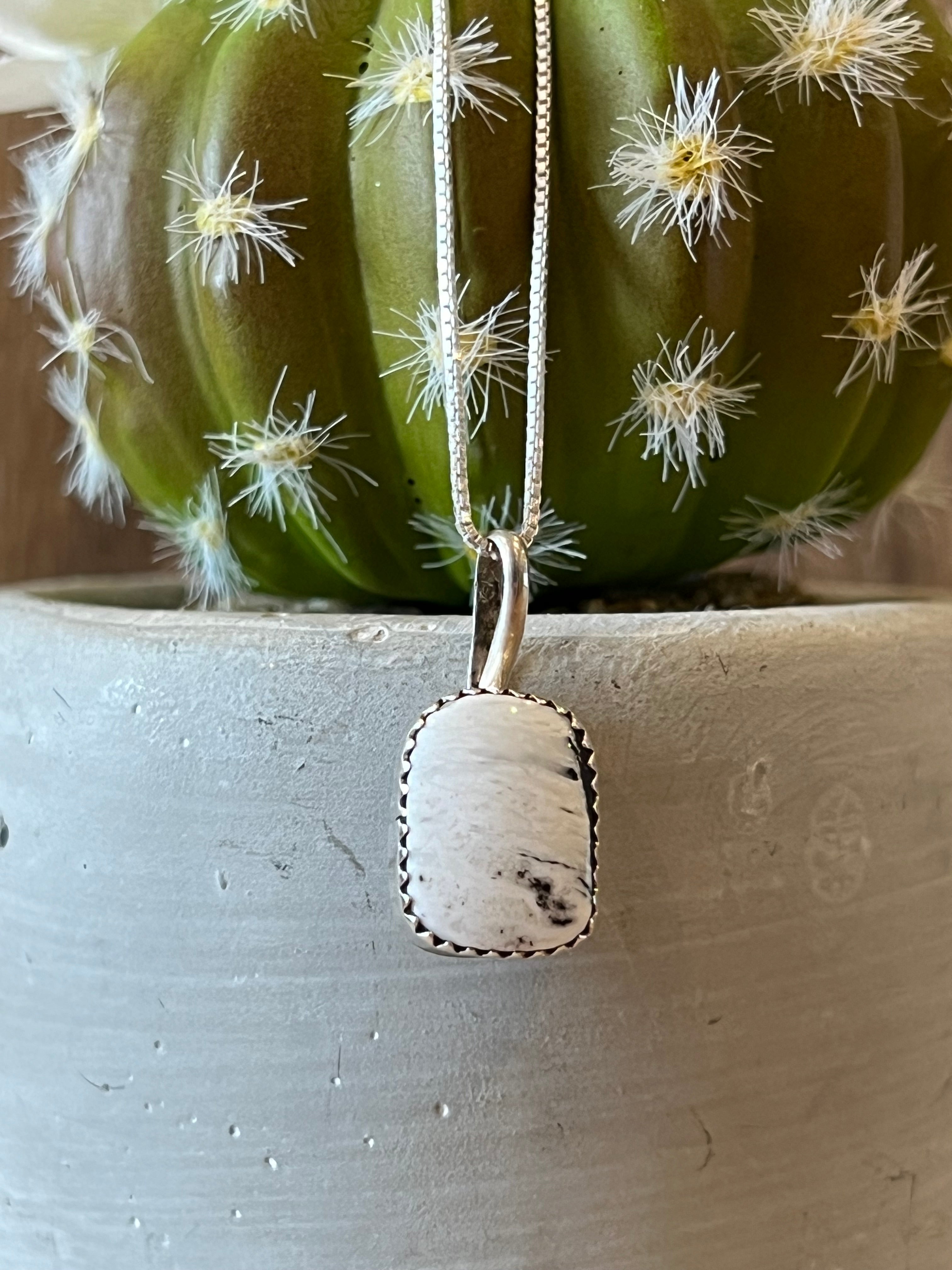 Simply White Buffalo Sterling Silver Necklace