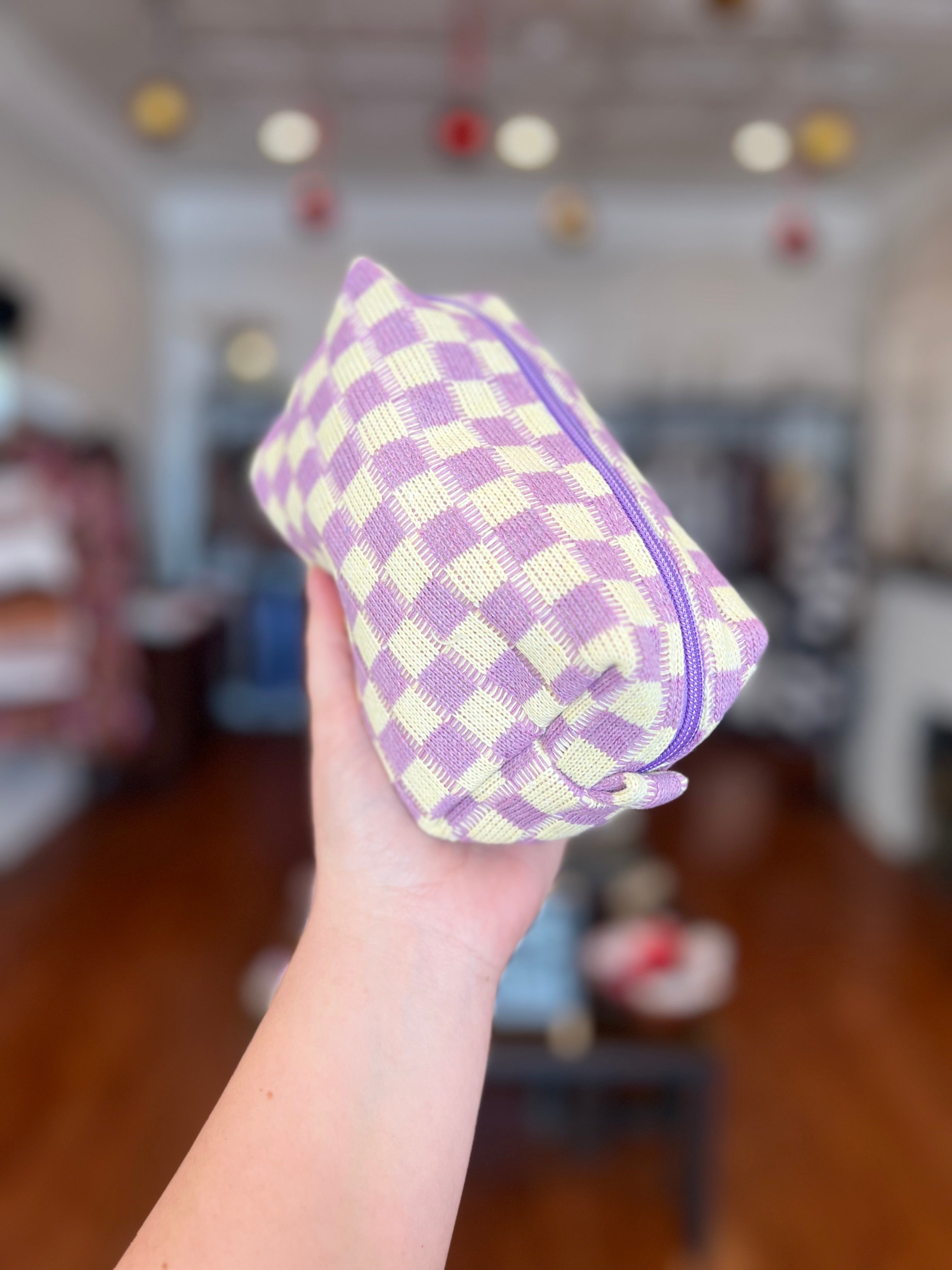 Checkered Makeup Bag