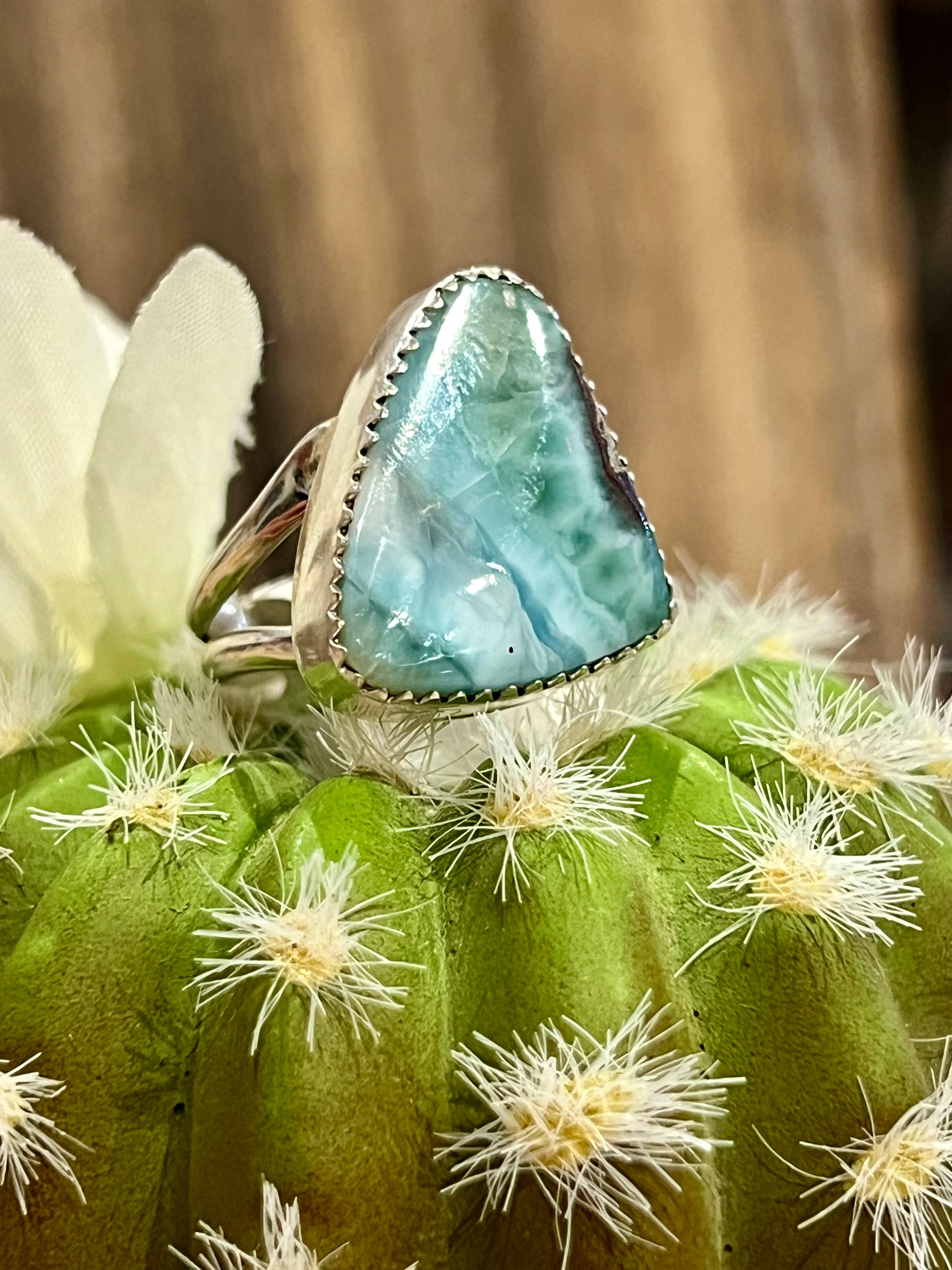 Beach Please Larimar Sterling Silver Ringue