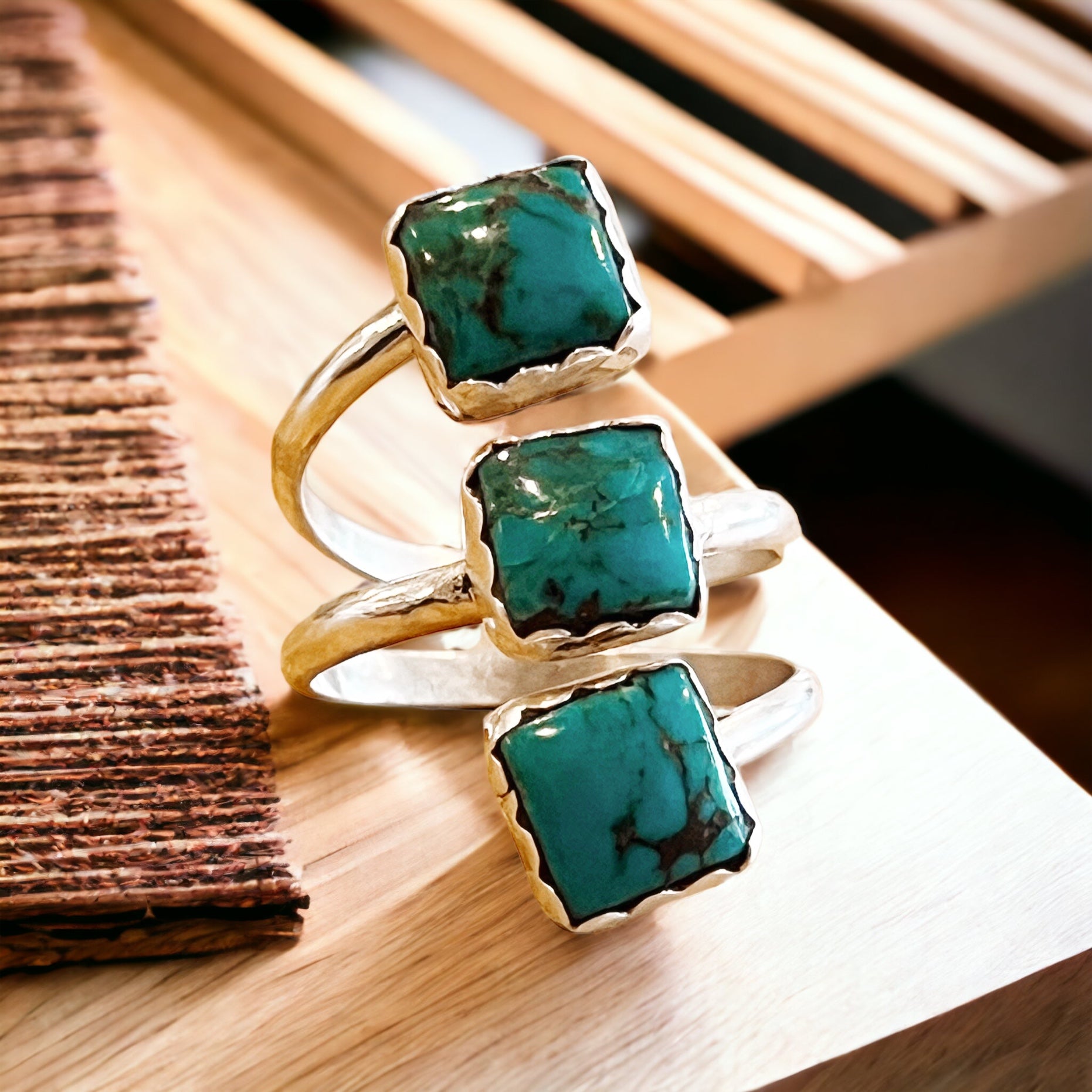 Triple Turquoise Sterling Silver Ring