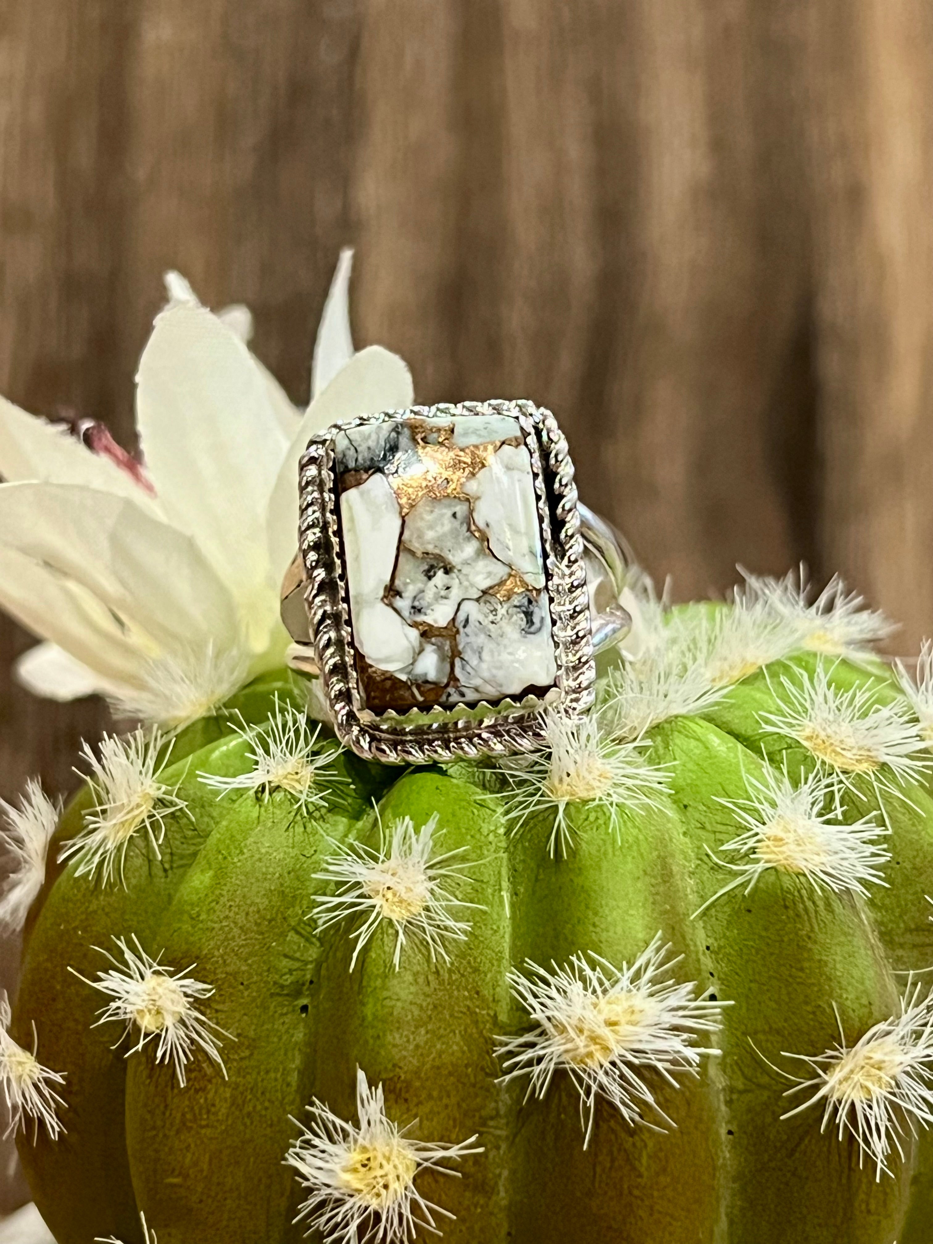 Mojave White Buffalo Sterling Silver Ring