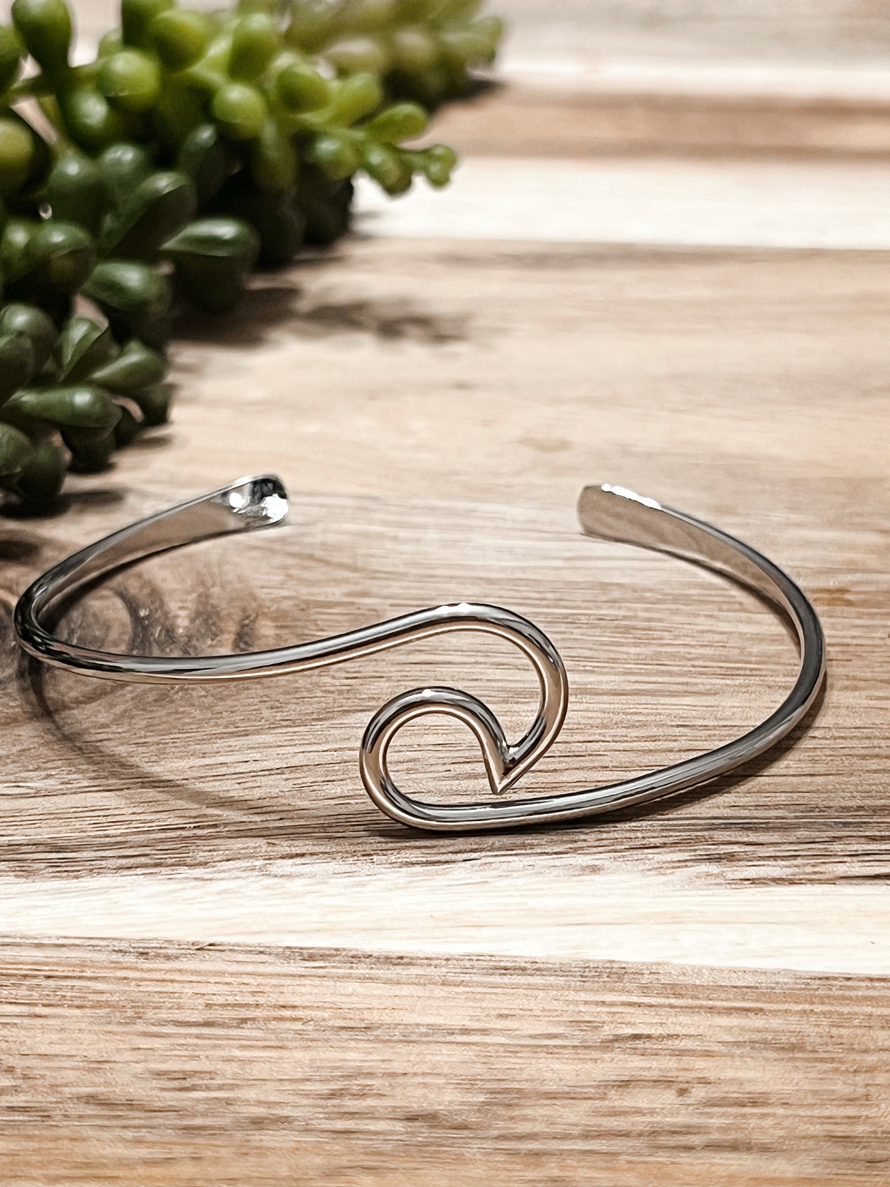 Silver Wave Cuff Bracelet