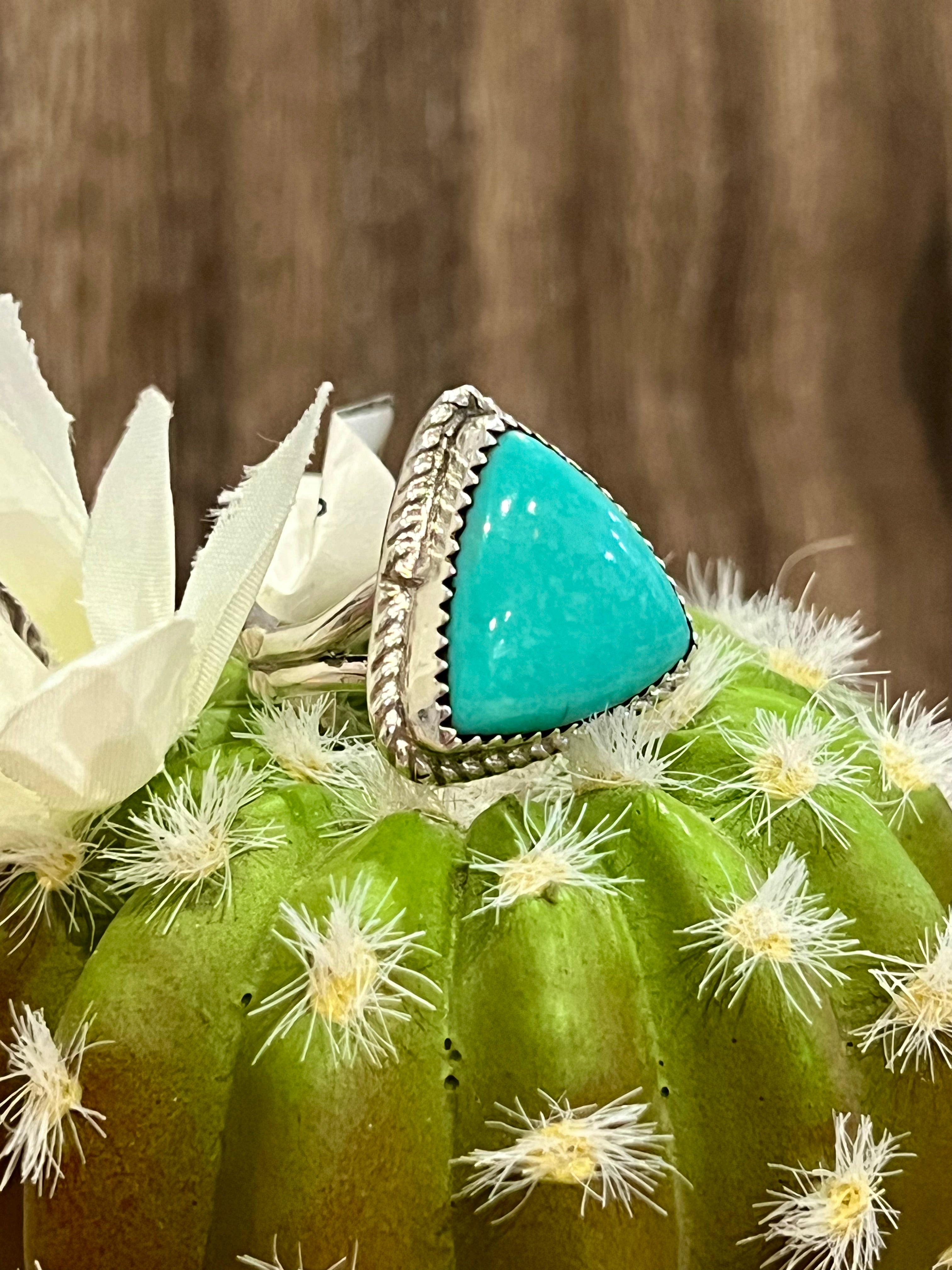 Triangle Turquoise Sterling Silver Ring