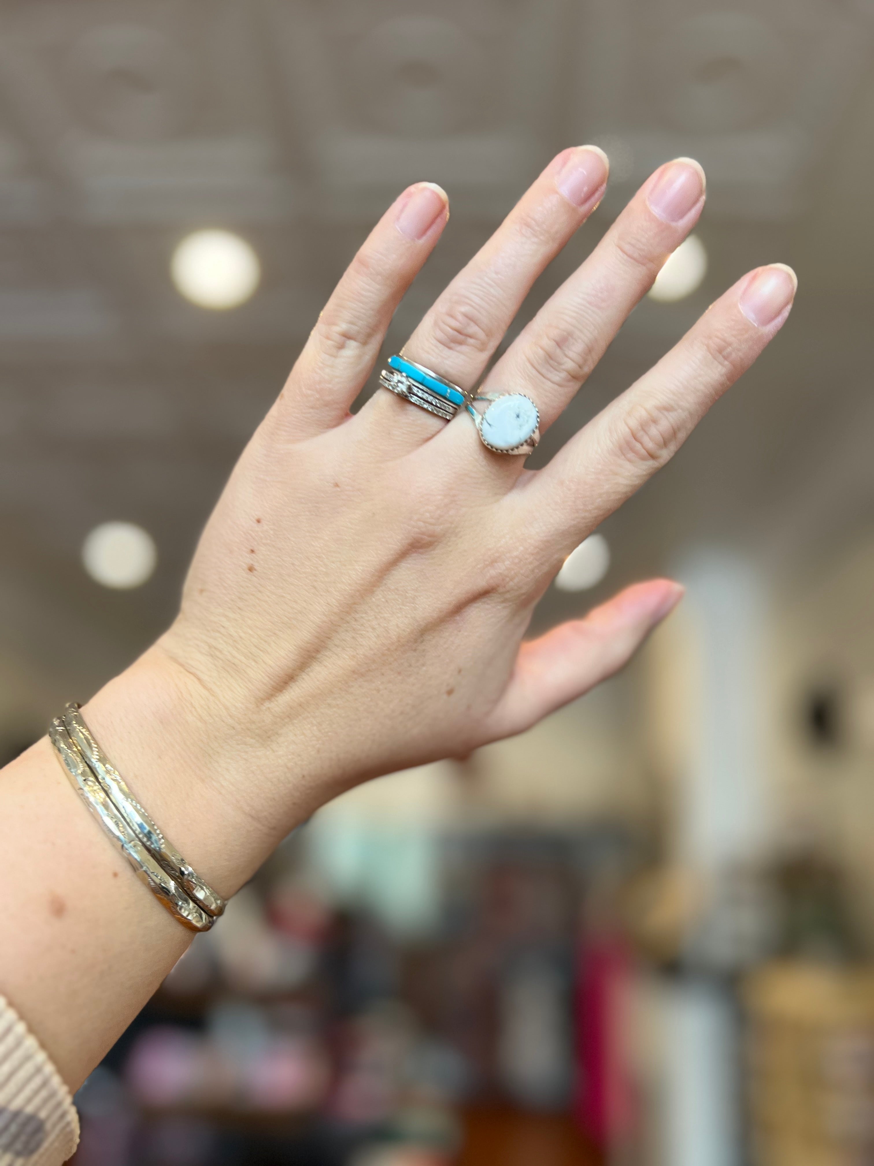 Creamy White Buffalo Sterling Silver Ring