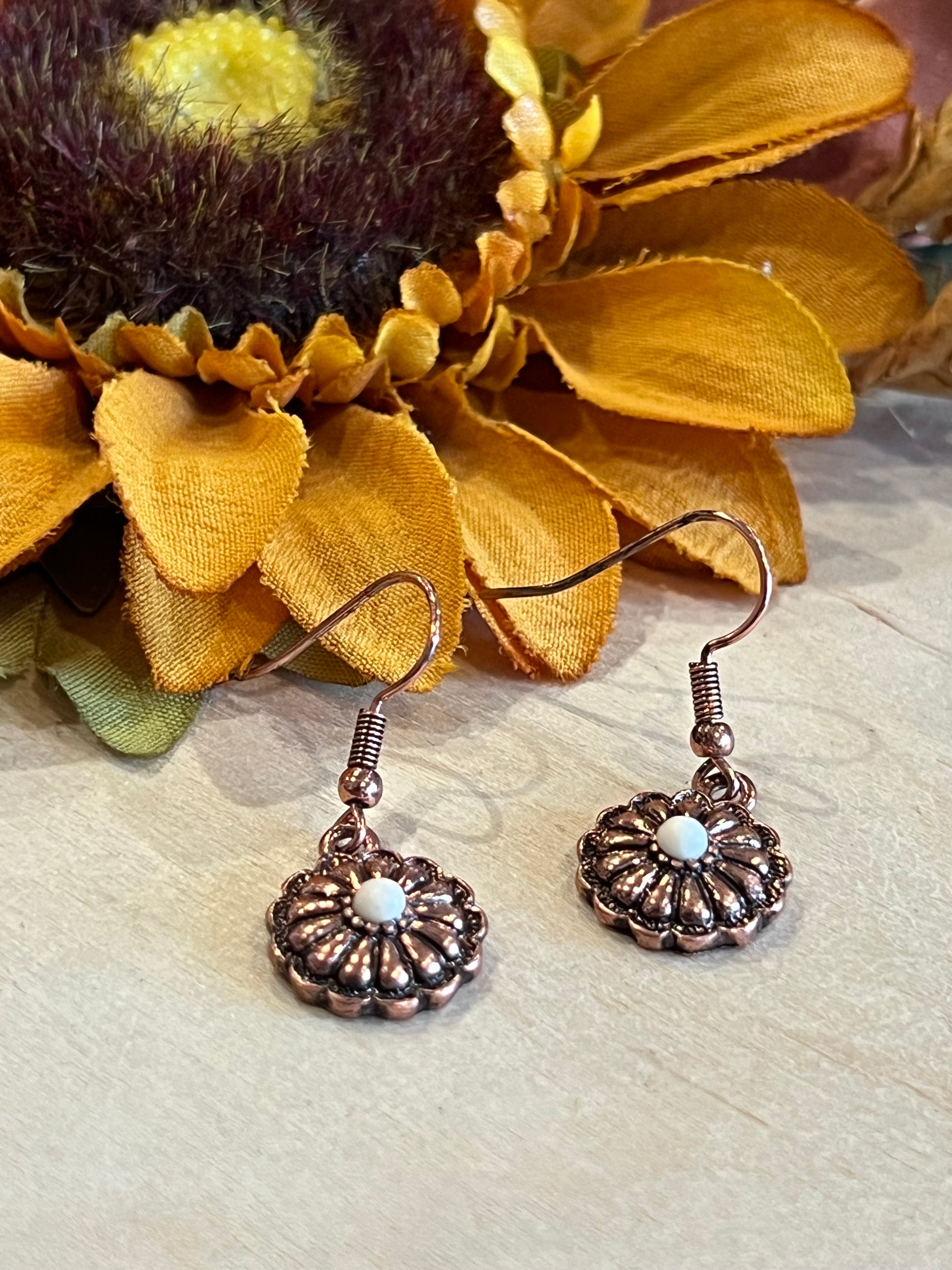 Copper Flower Earrings