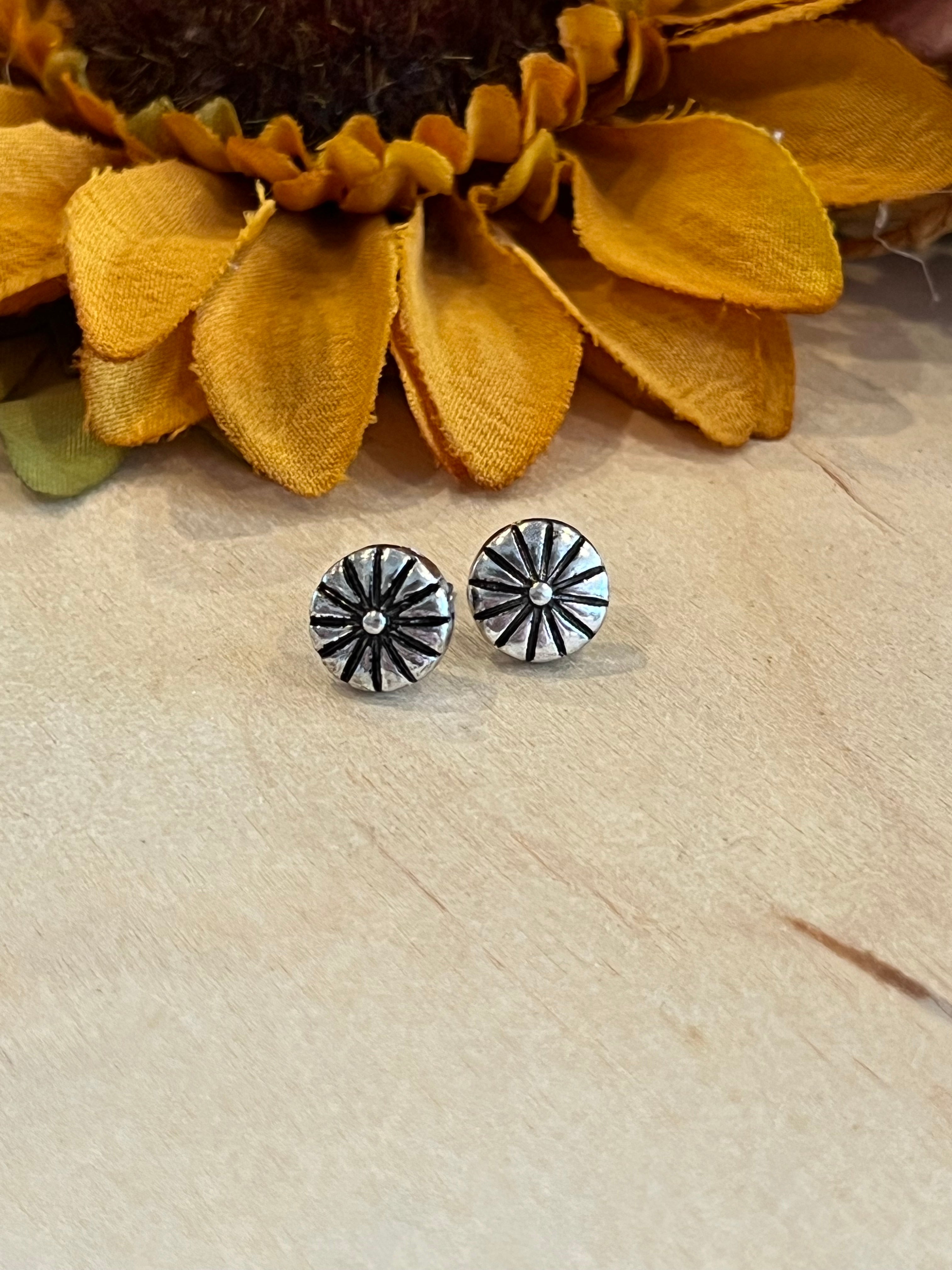 Silver Circle Stud Earrings