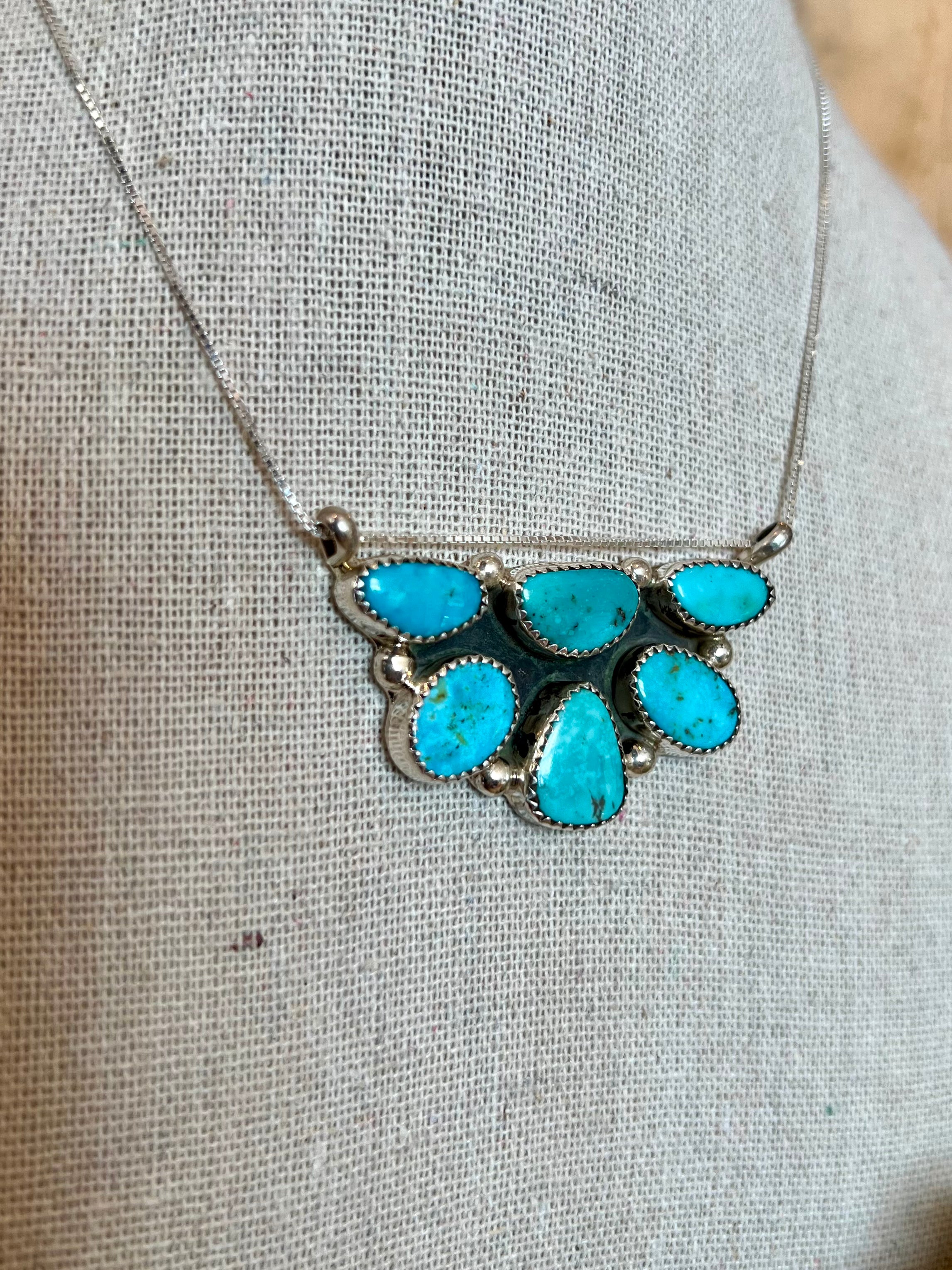 Semi Bloom Turquoise Sterling Silver Necklace