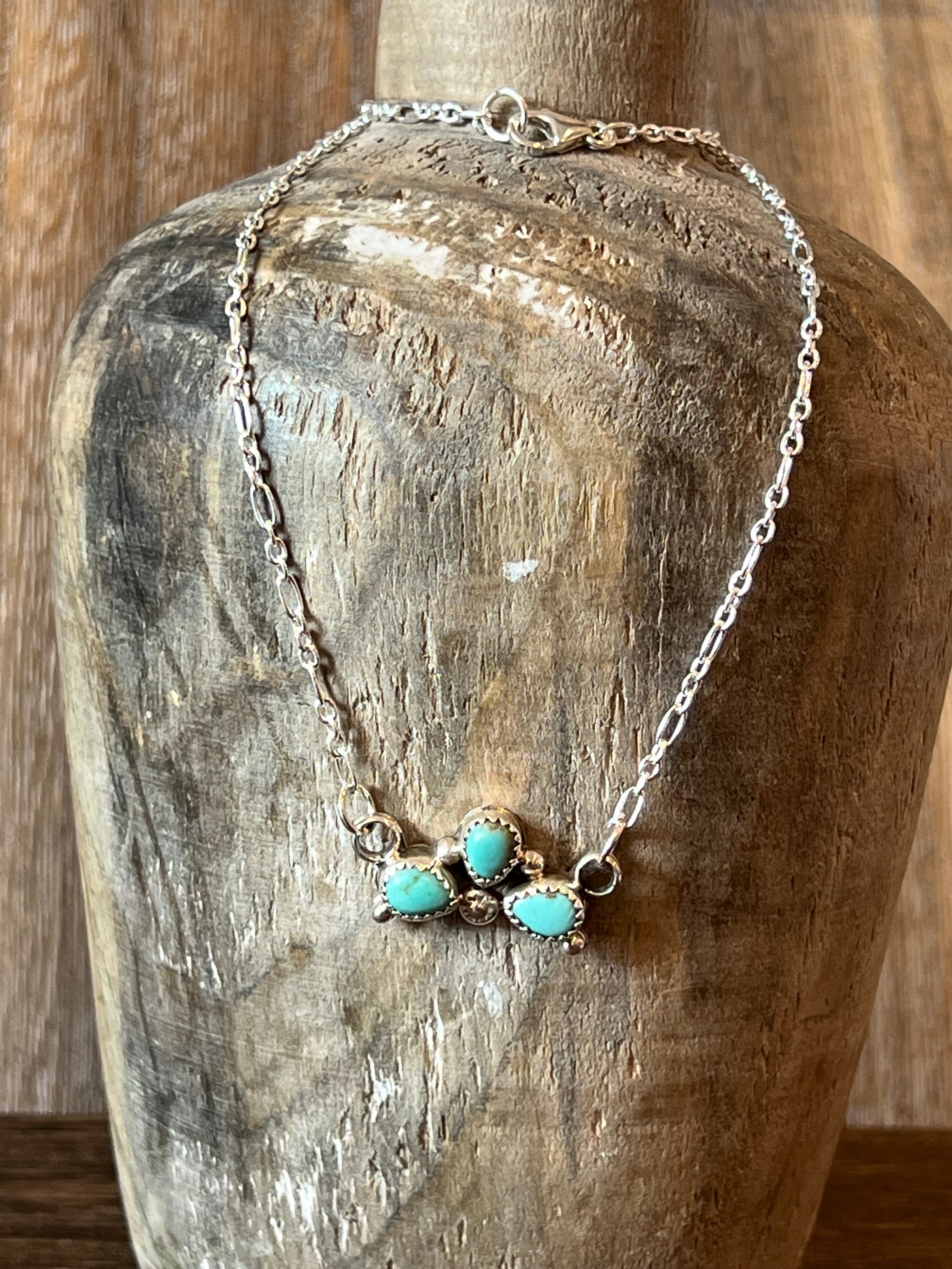 Turquoise Crown Sterling Silver Necklace