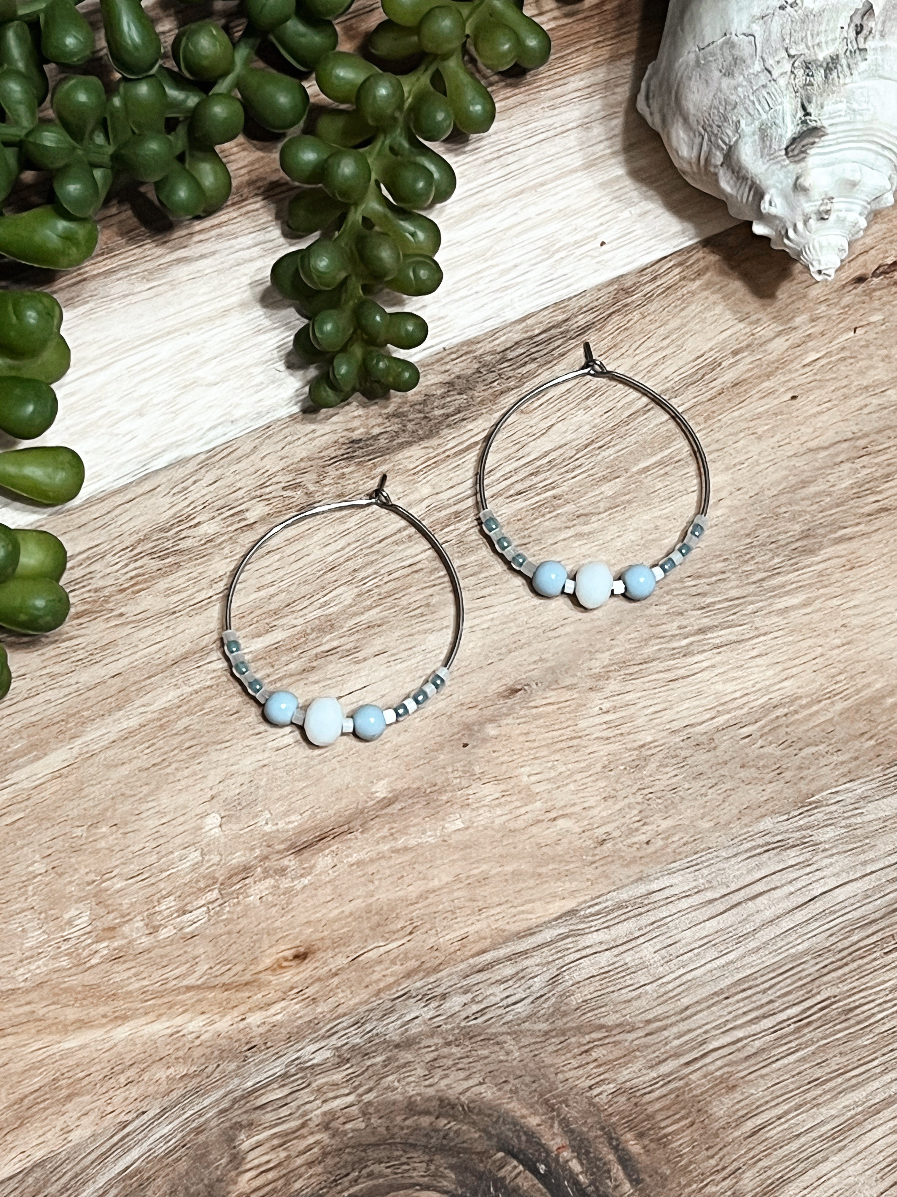 Clear Water Hoop Earrings