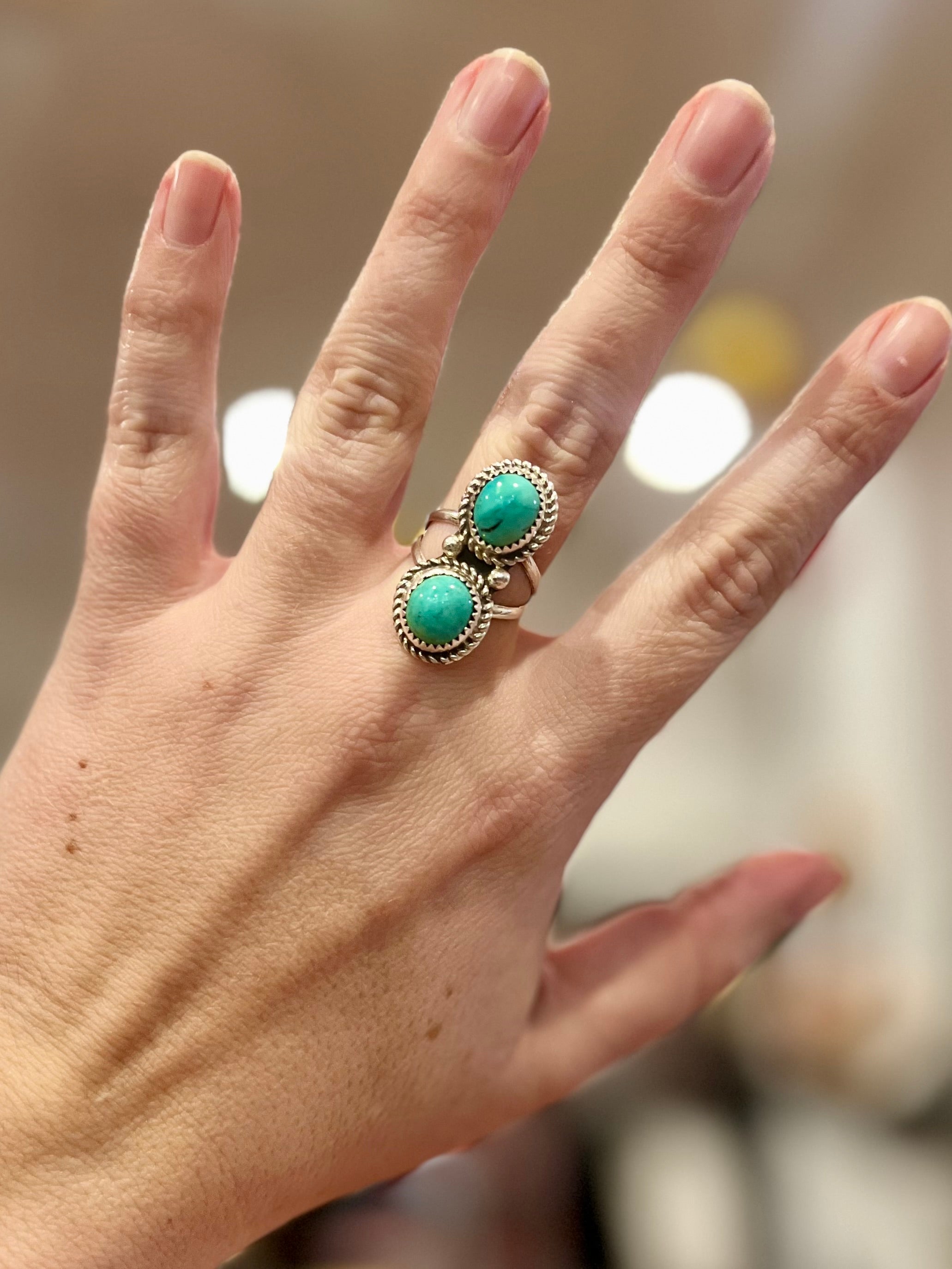 Twin Turquoise Sterling Silver Ring