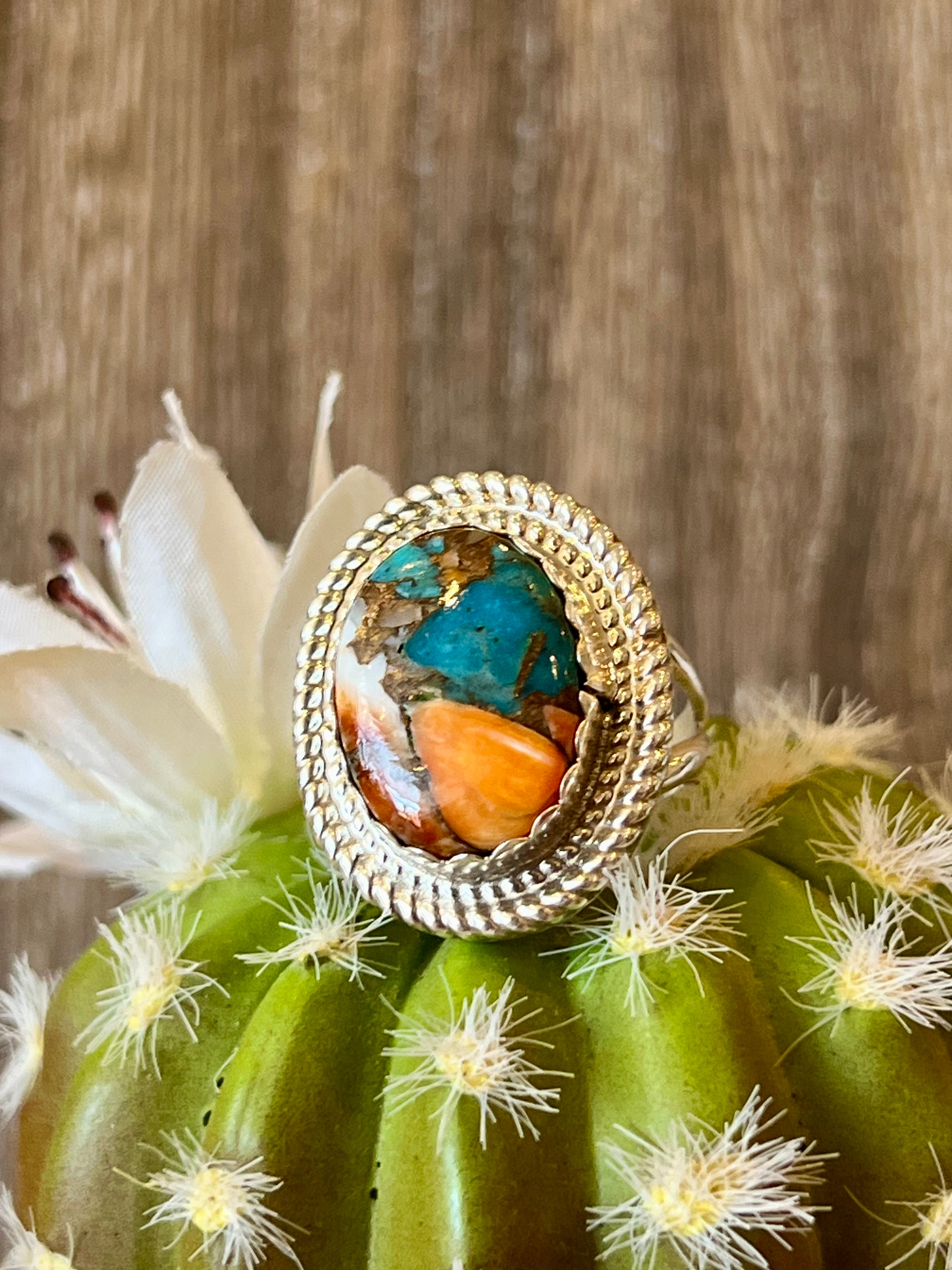 Framed Mojave Turquoise Sterling Silver Ring