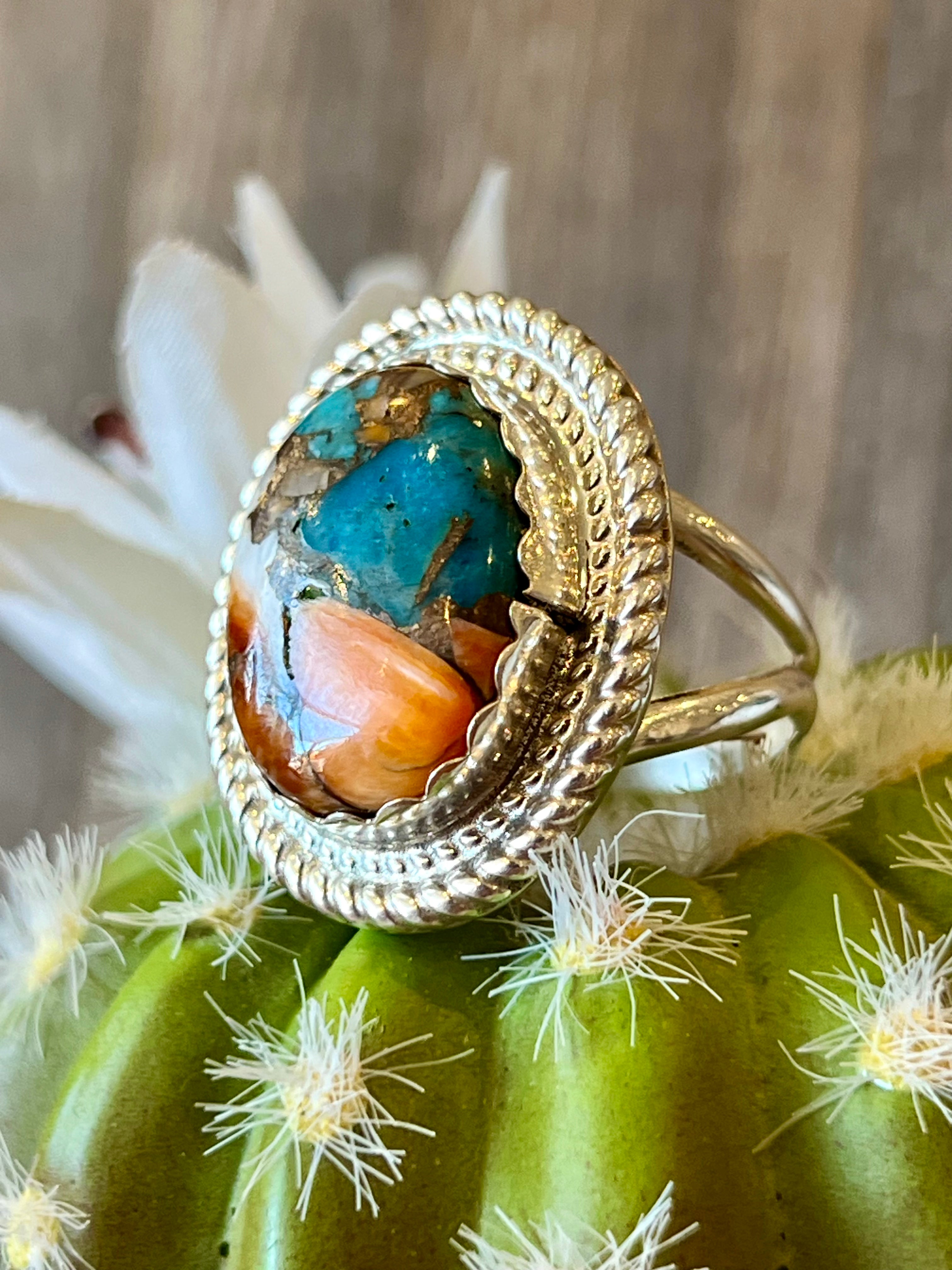 Framed Mojave Turquoise Sterling Silver Ring