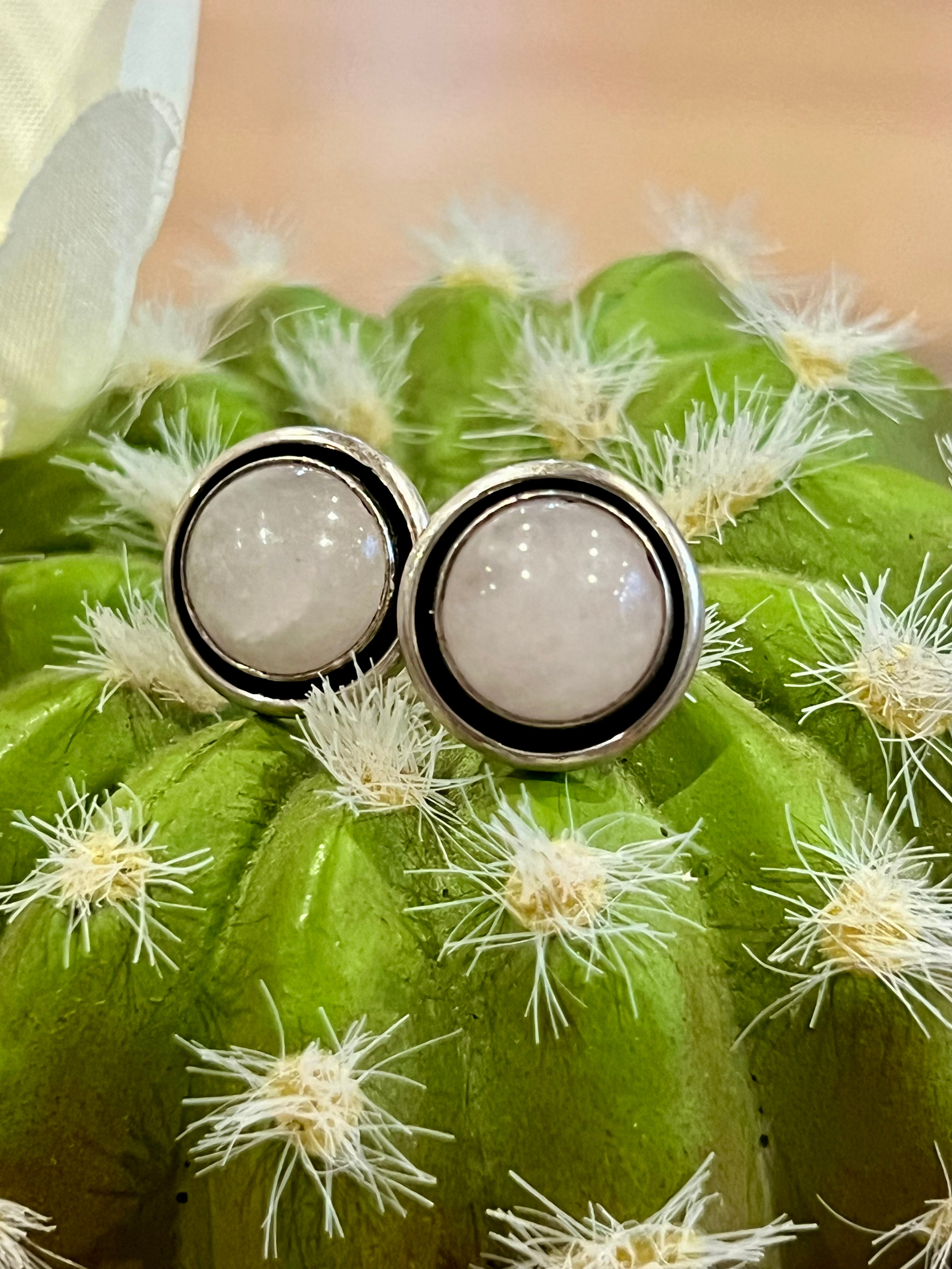 Moon Stone Studs Sterling Silver Earrings