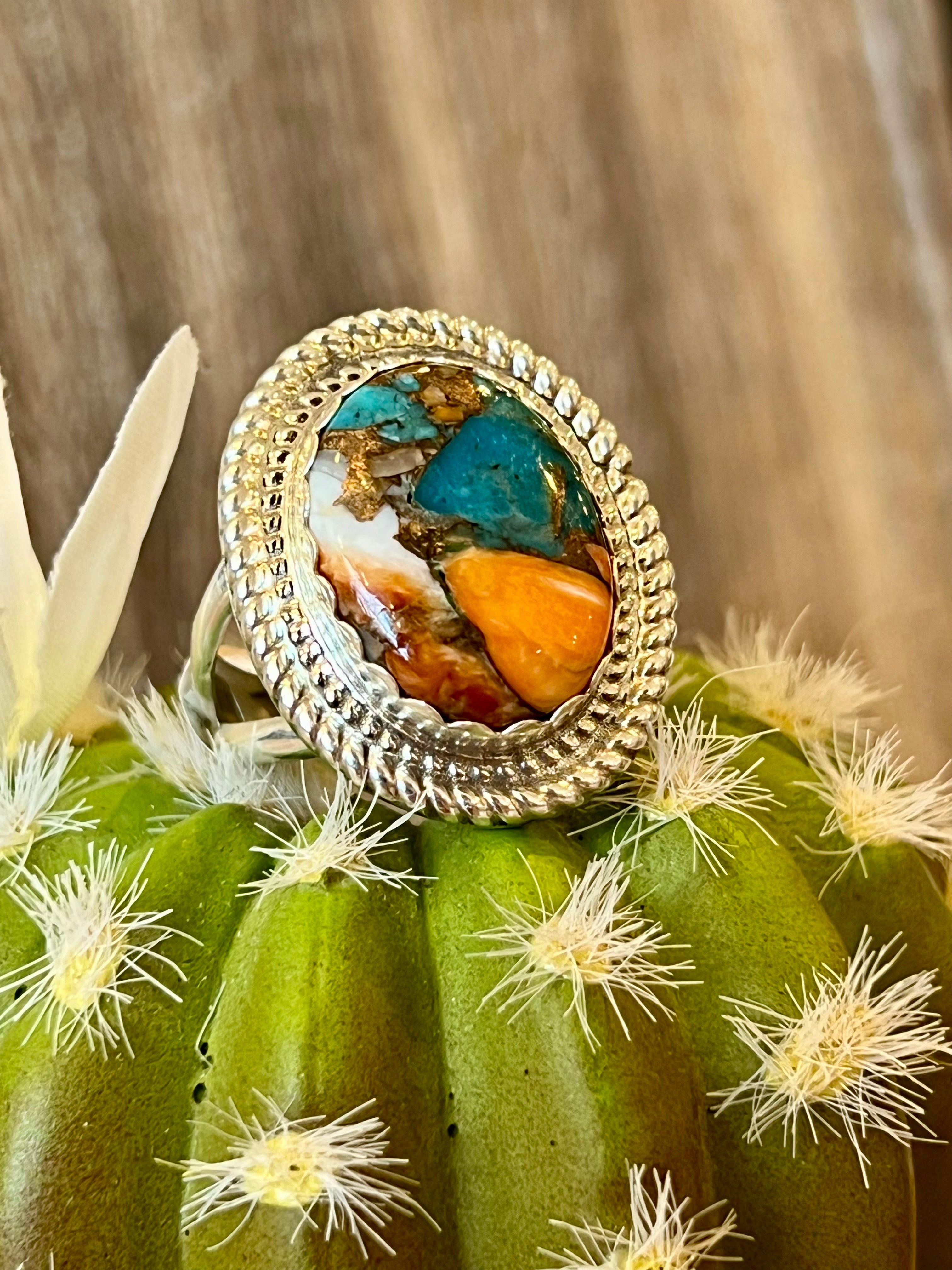 Framed Mojave Turquoise Sterling Silver Ring