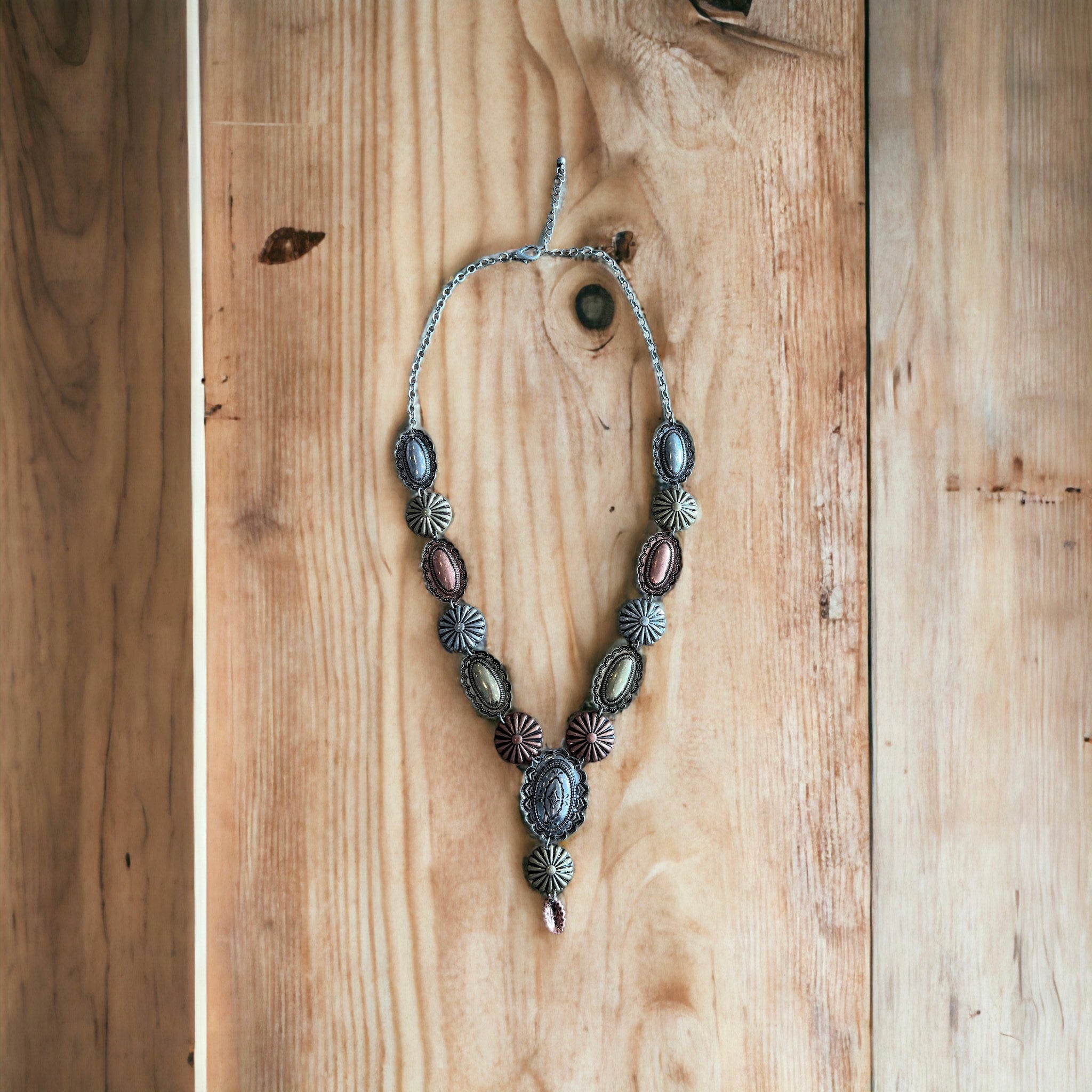 Mixed Metal Concho Necklace