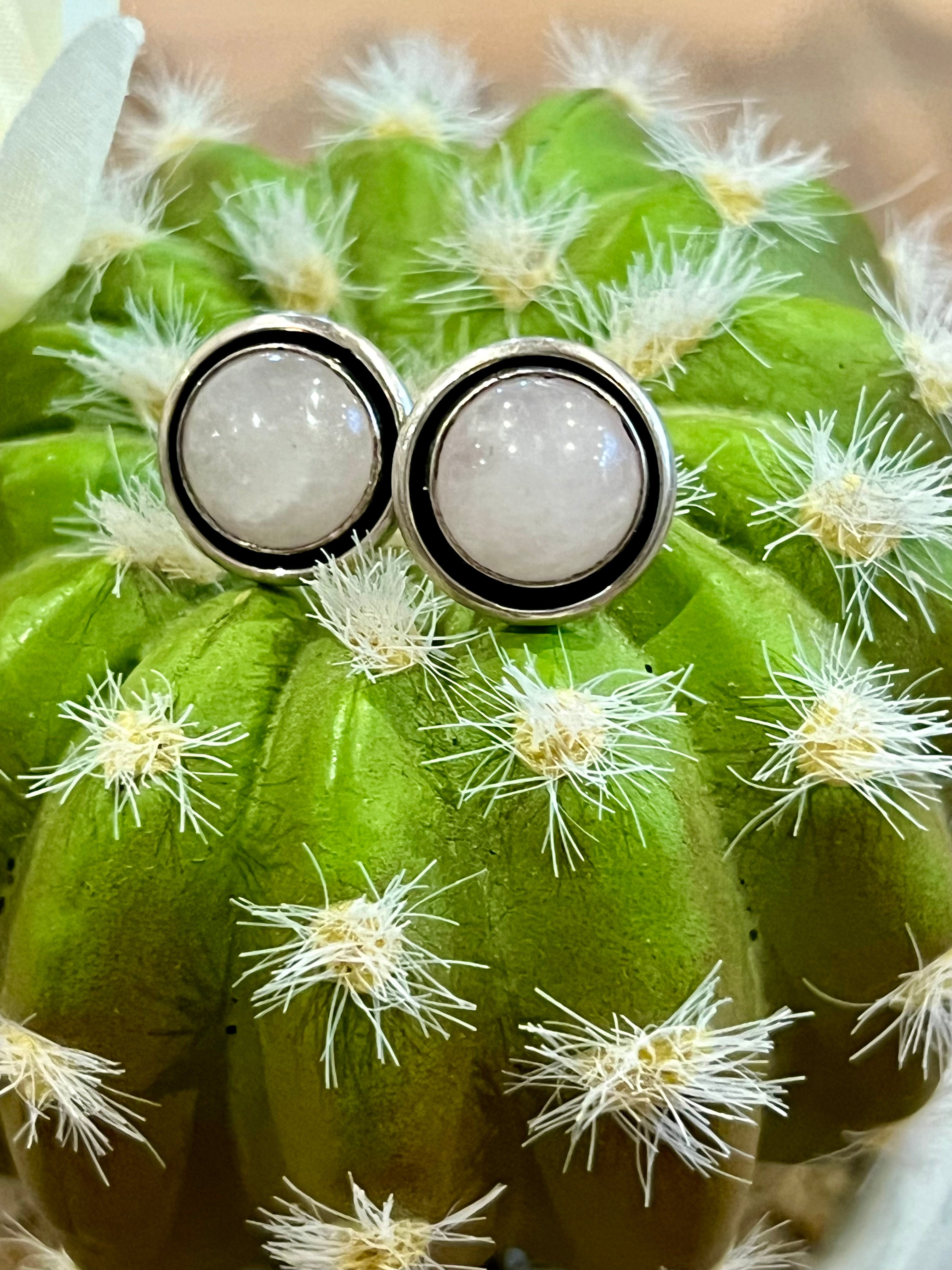 Moon Stone Studs Sterling Silver Earrings