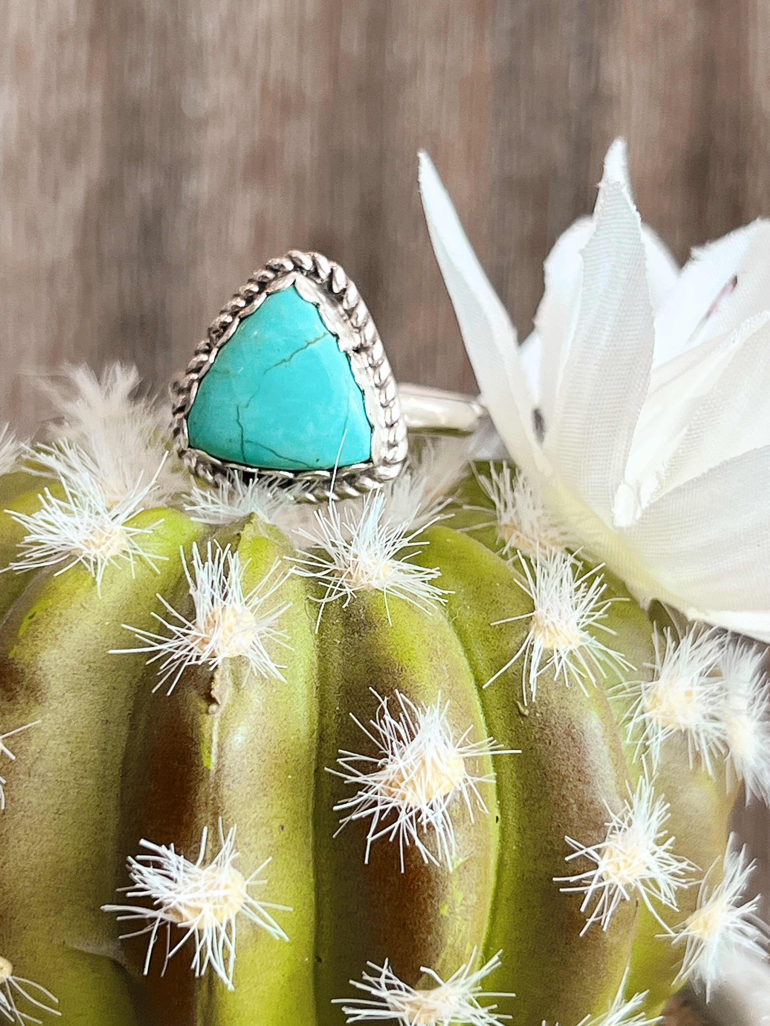 Tri Tip Turquoise Sterling Silver Ring