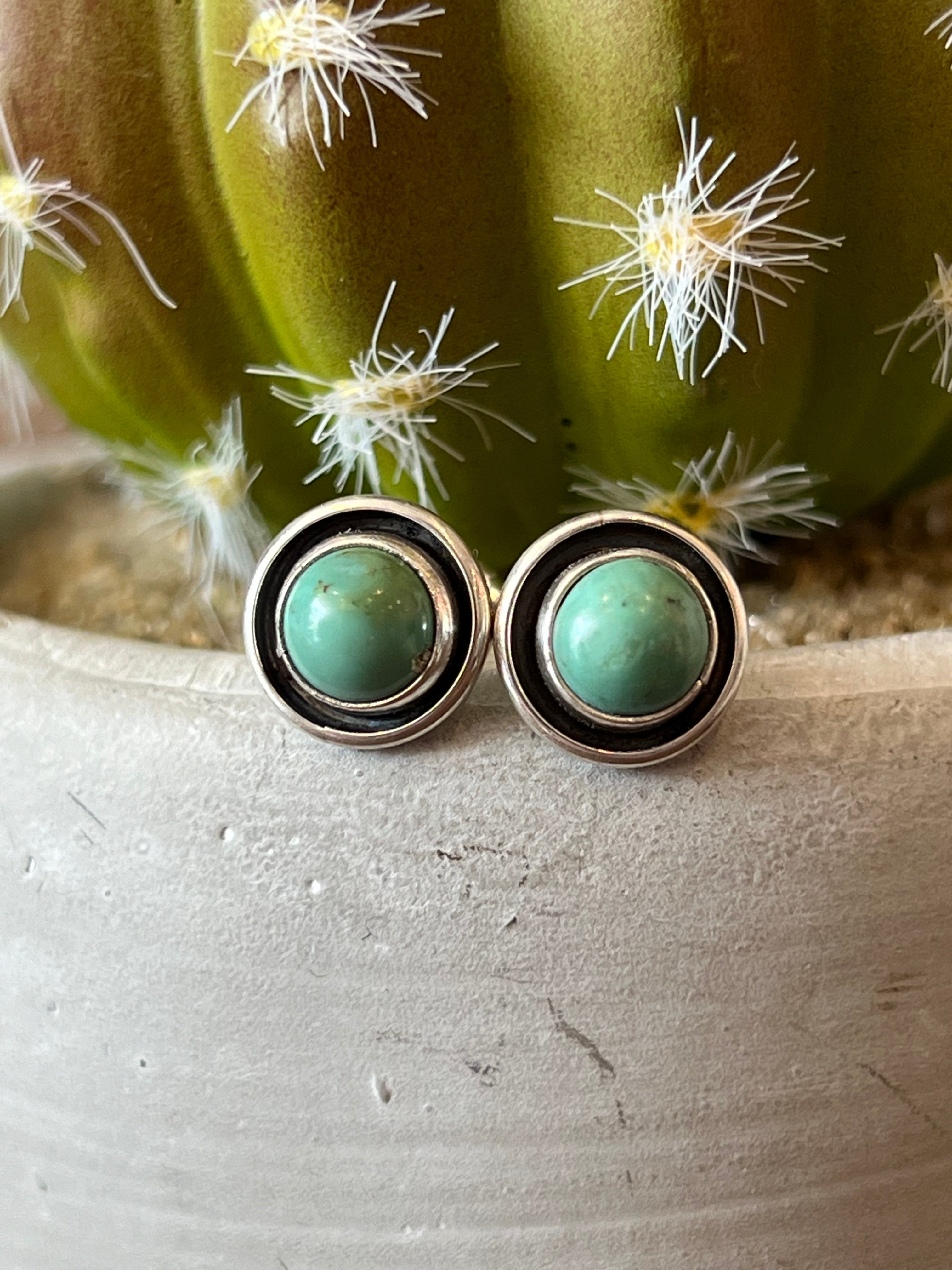 Turquoise Shadow Sterling Silver Earrings