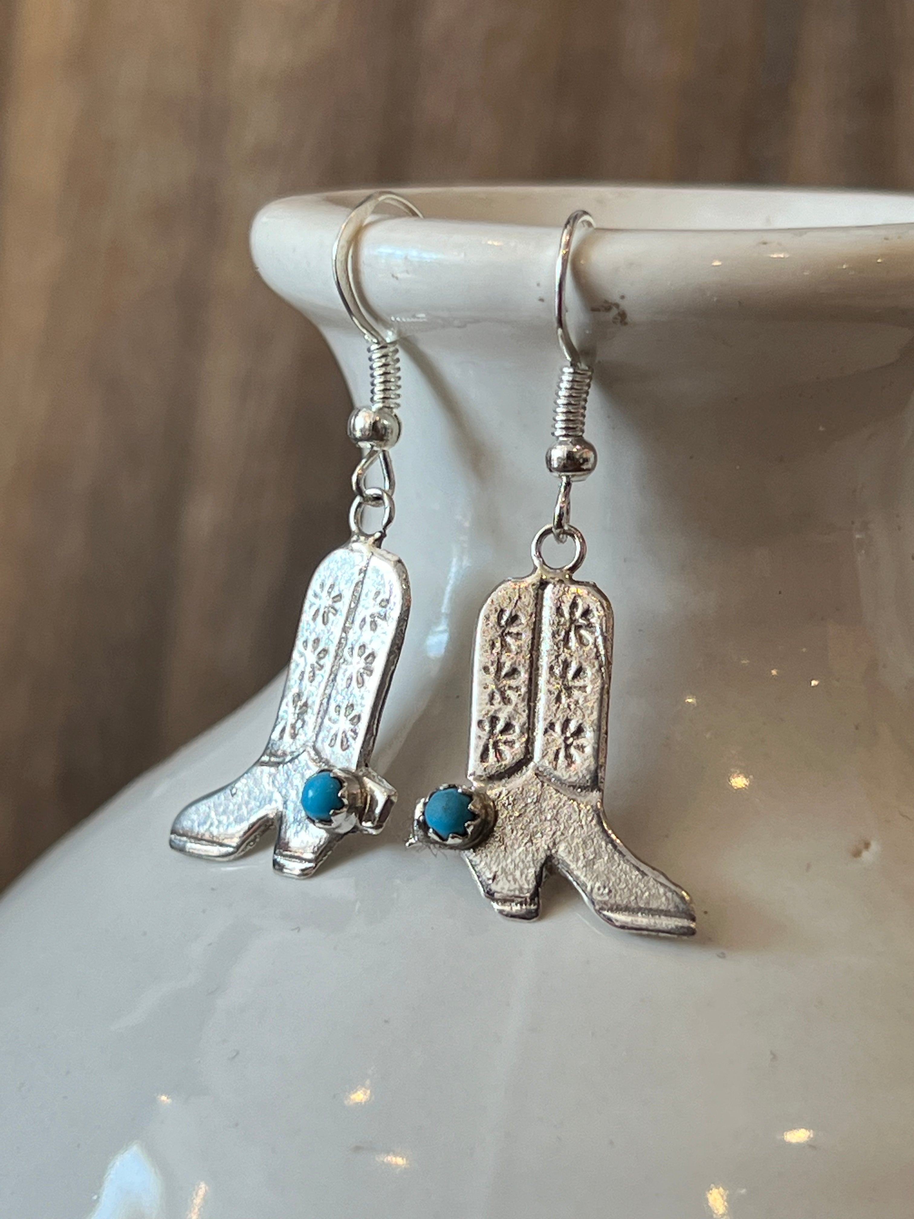 Boots Were Made For Walking Sterling Silver Earringst