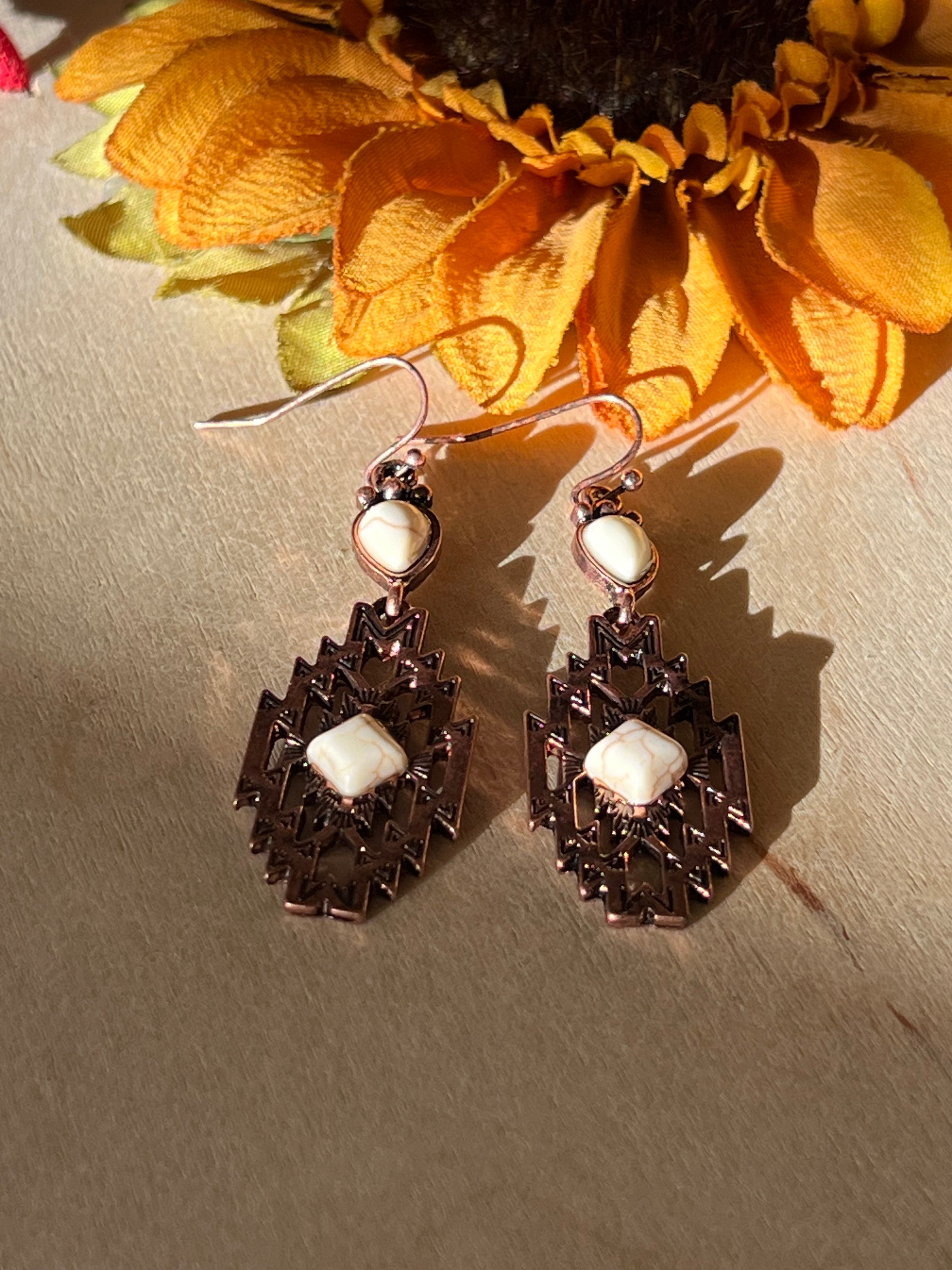 Aztec Copper Earrings