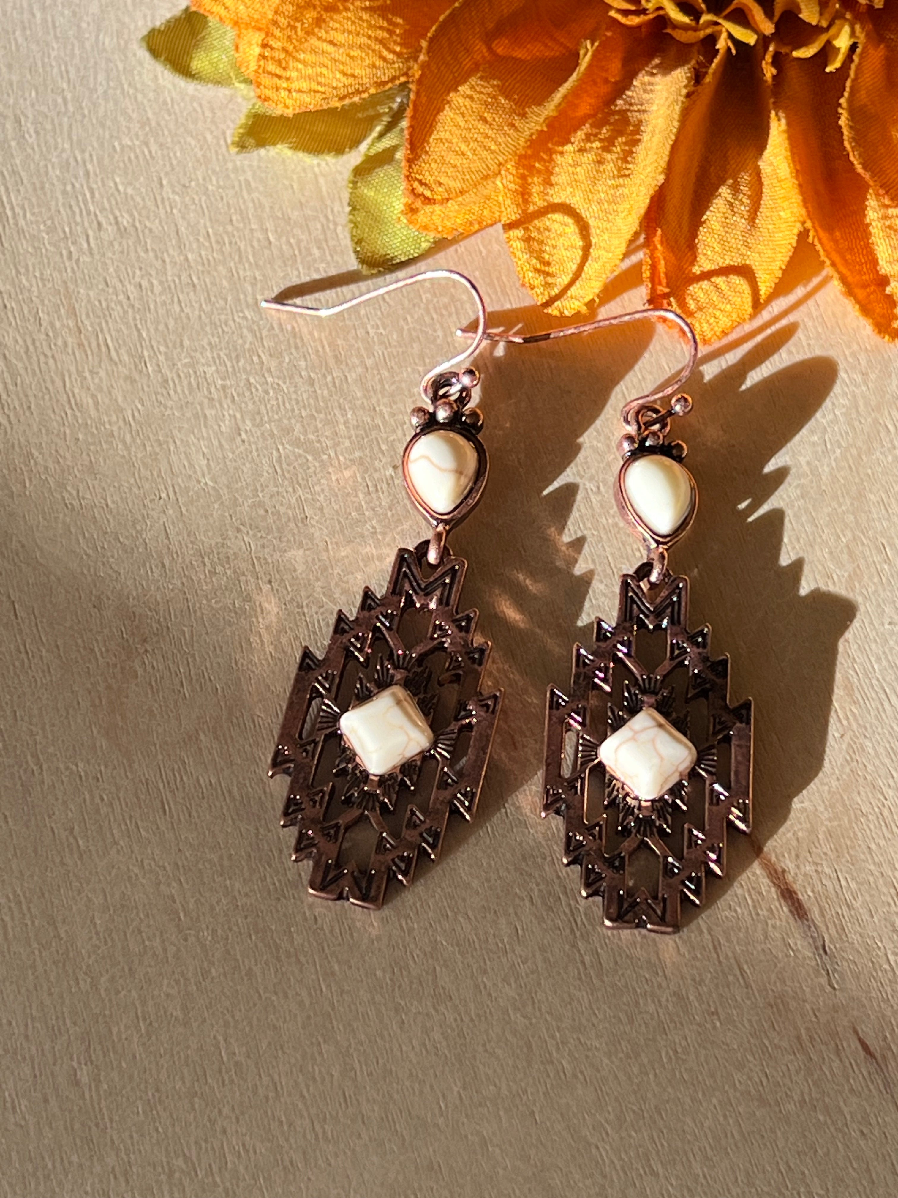 Aztec Copper Earrings