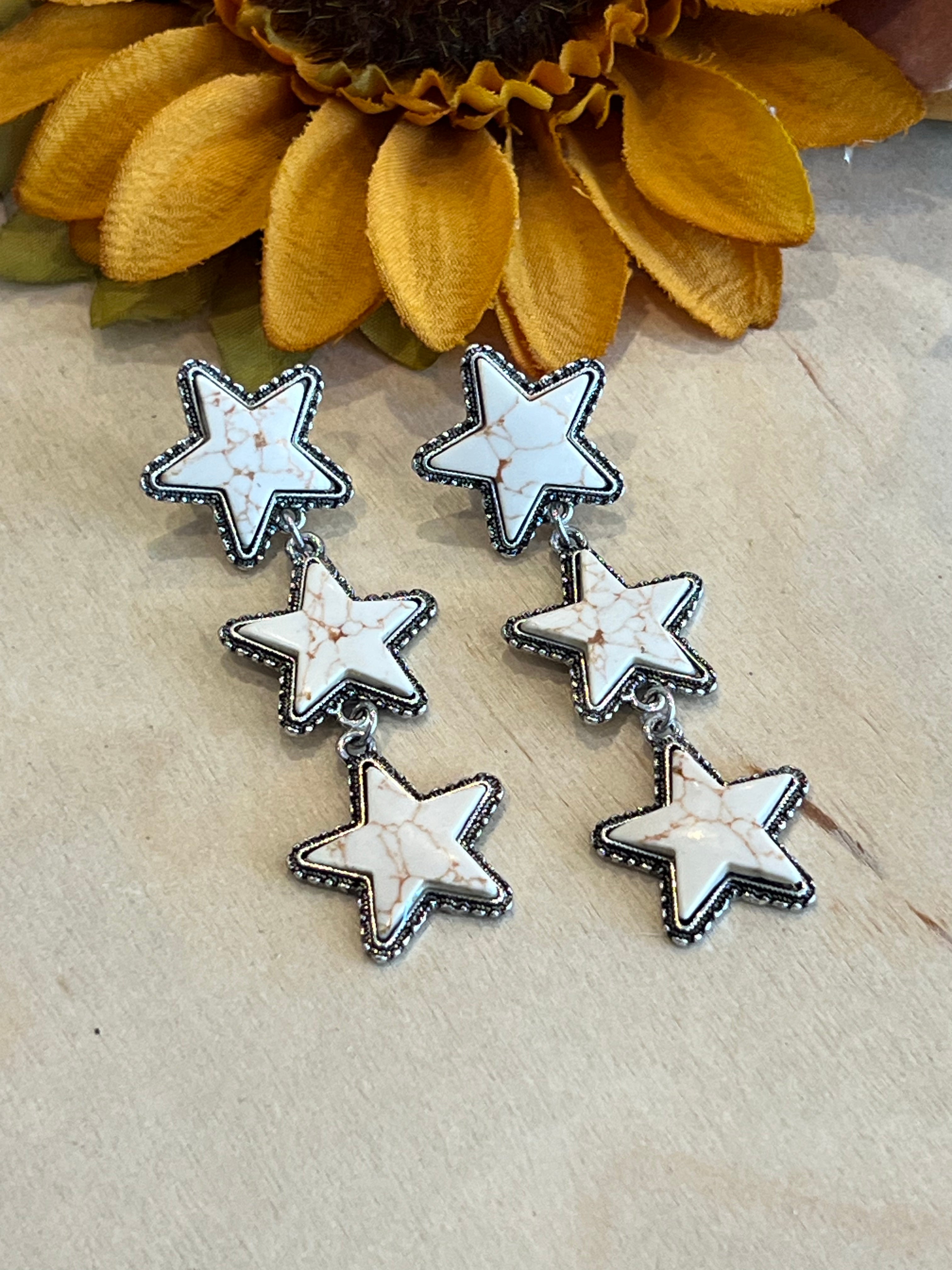 White Starfall Earrings