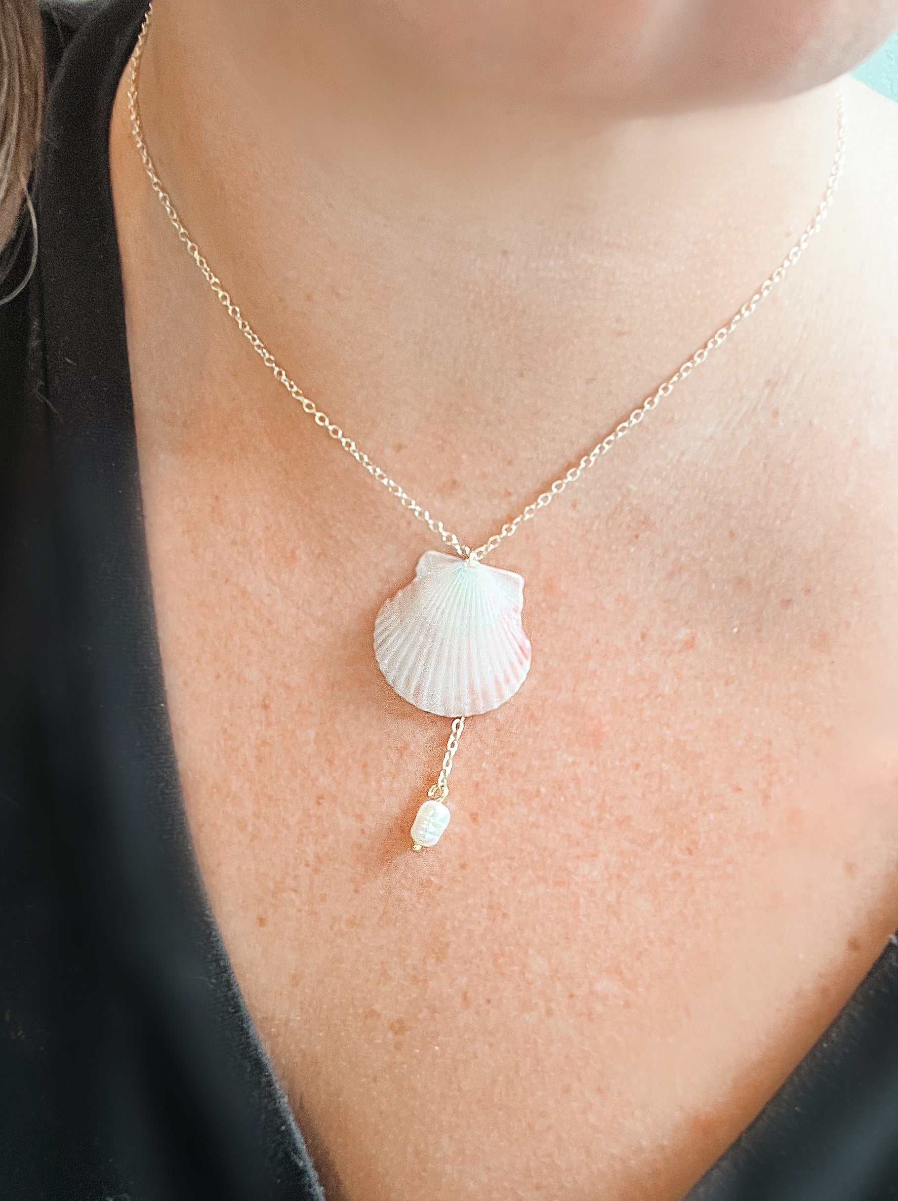 Layered Calico Scallop Necklace