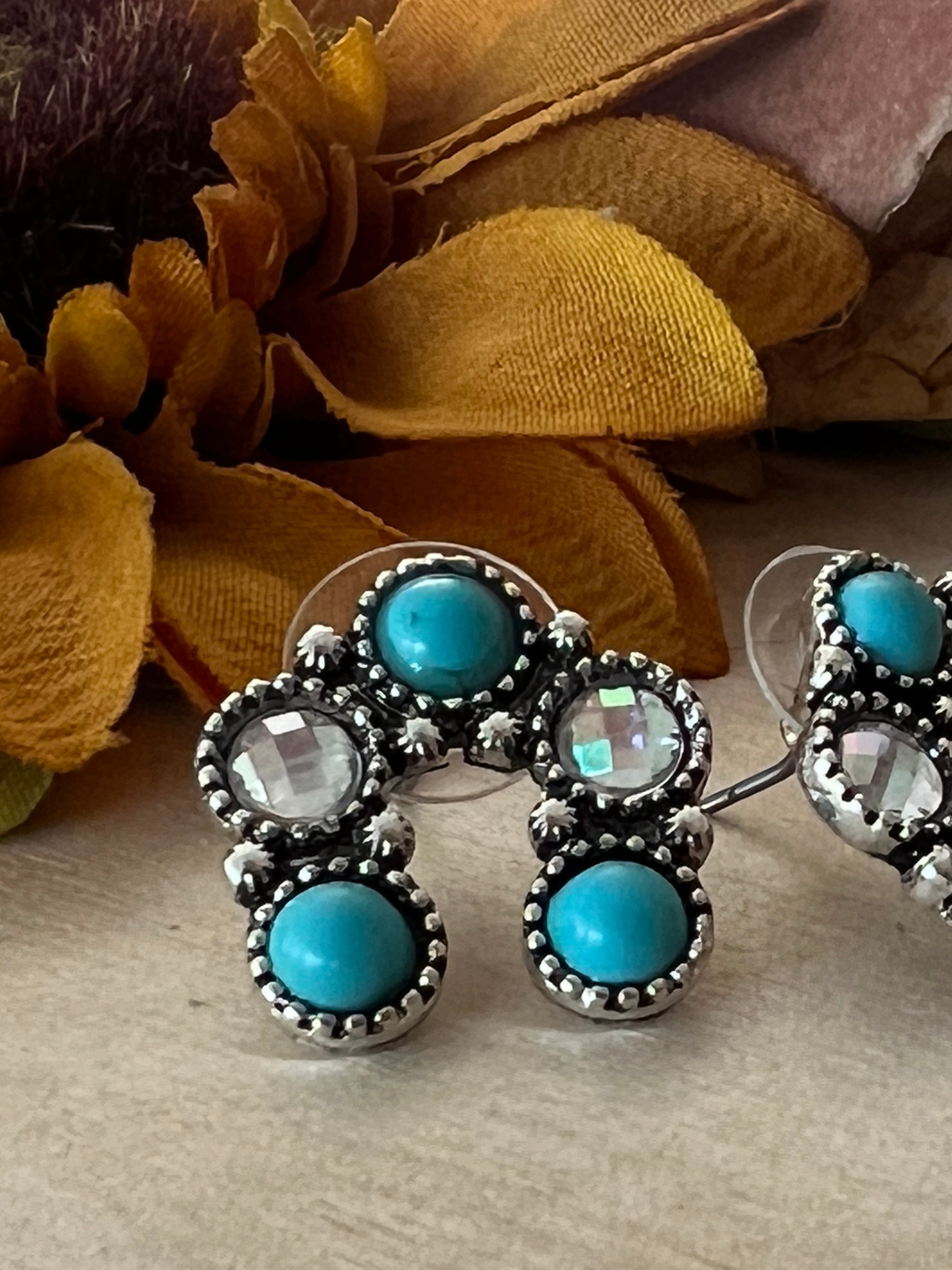 Blue Squash Blossom Sparkle Earrings