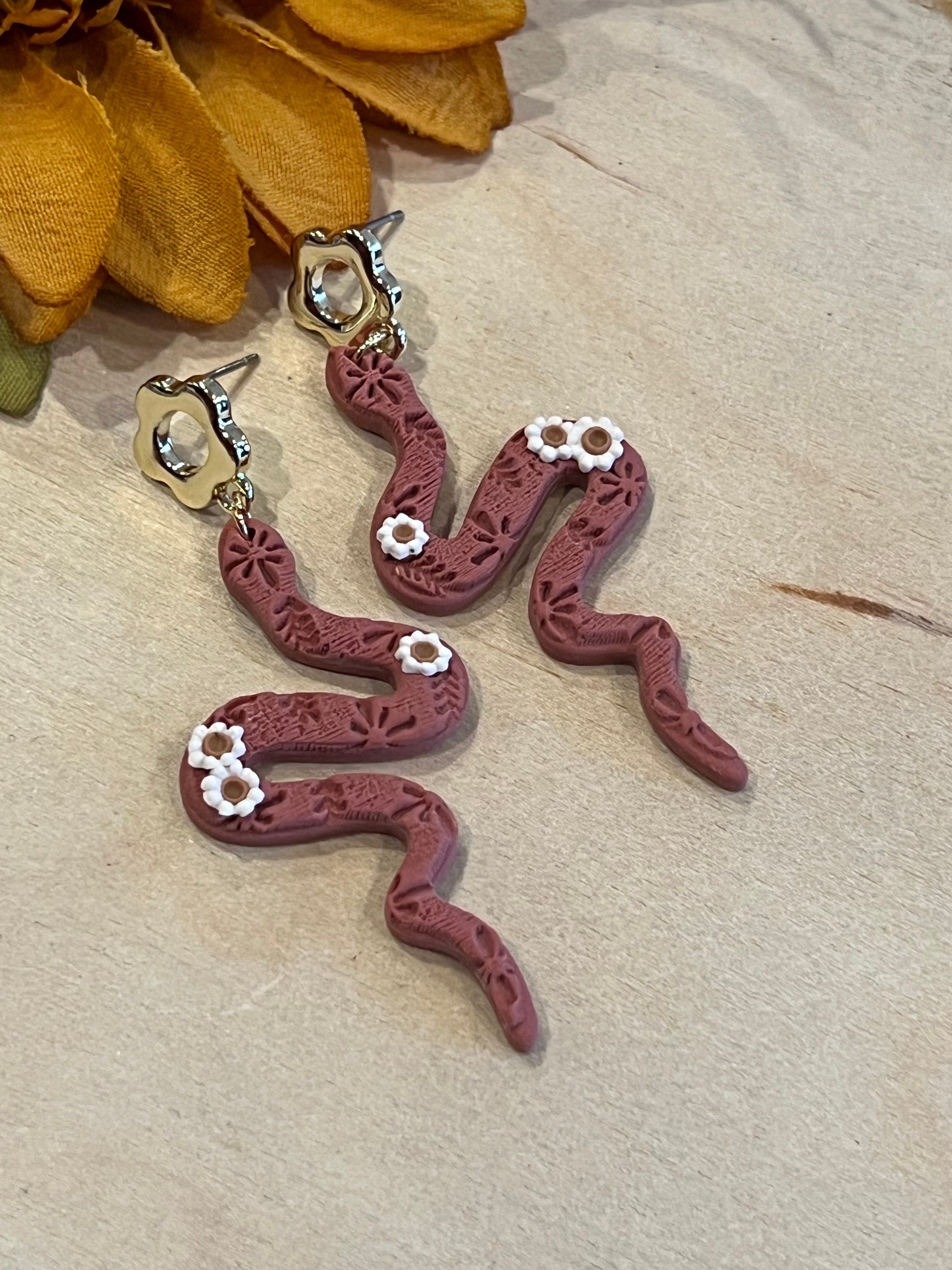 Sassy Snake Handmade Clay Earrings