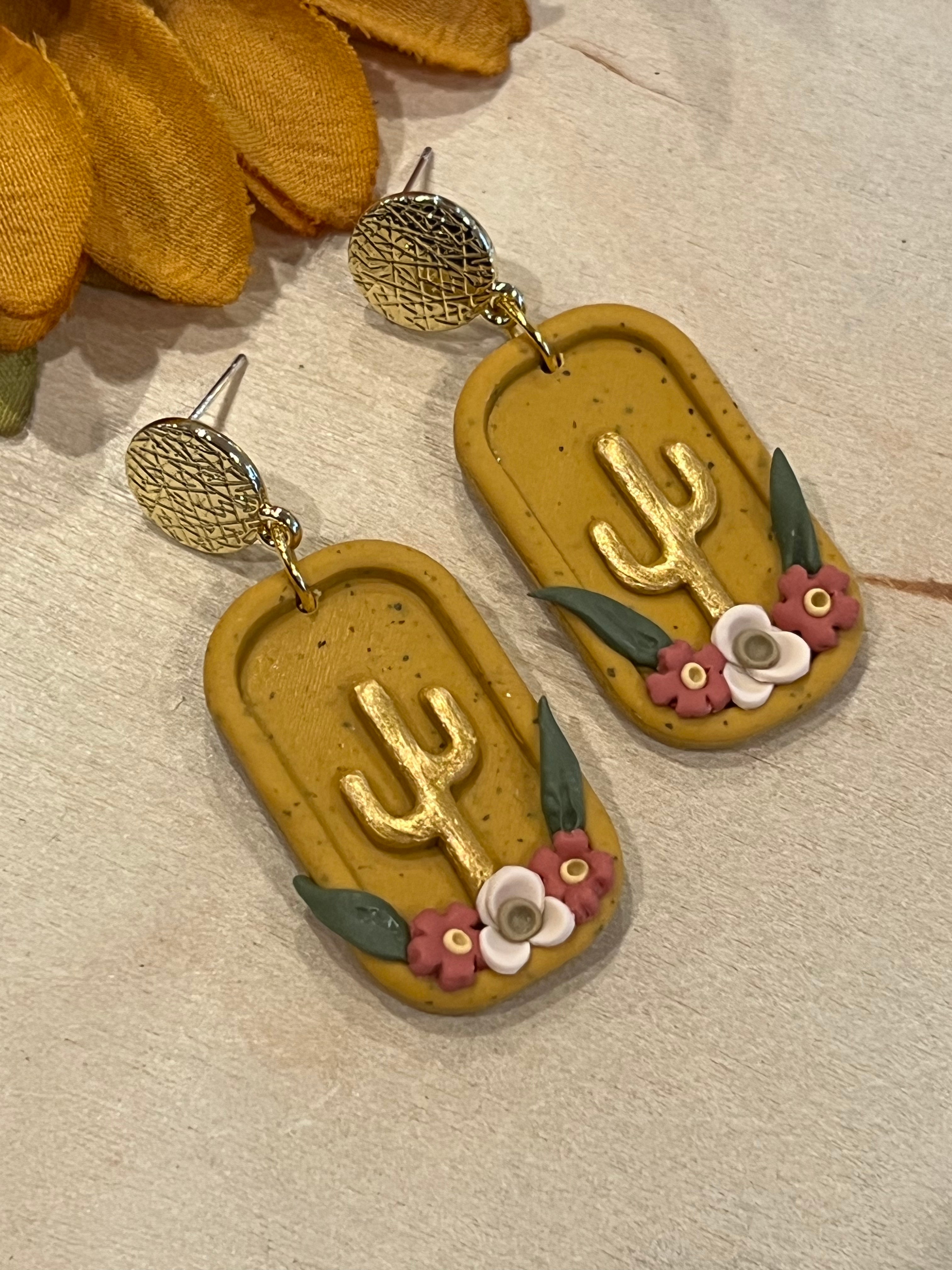 Classy Cactus Handmade Clay Earrings