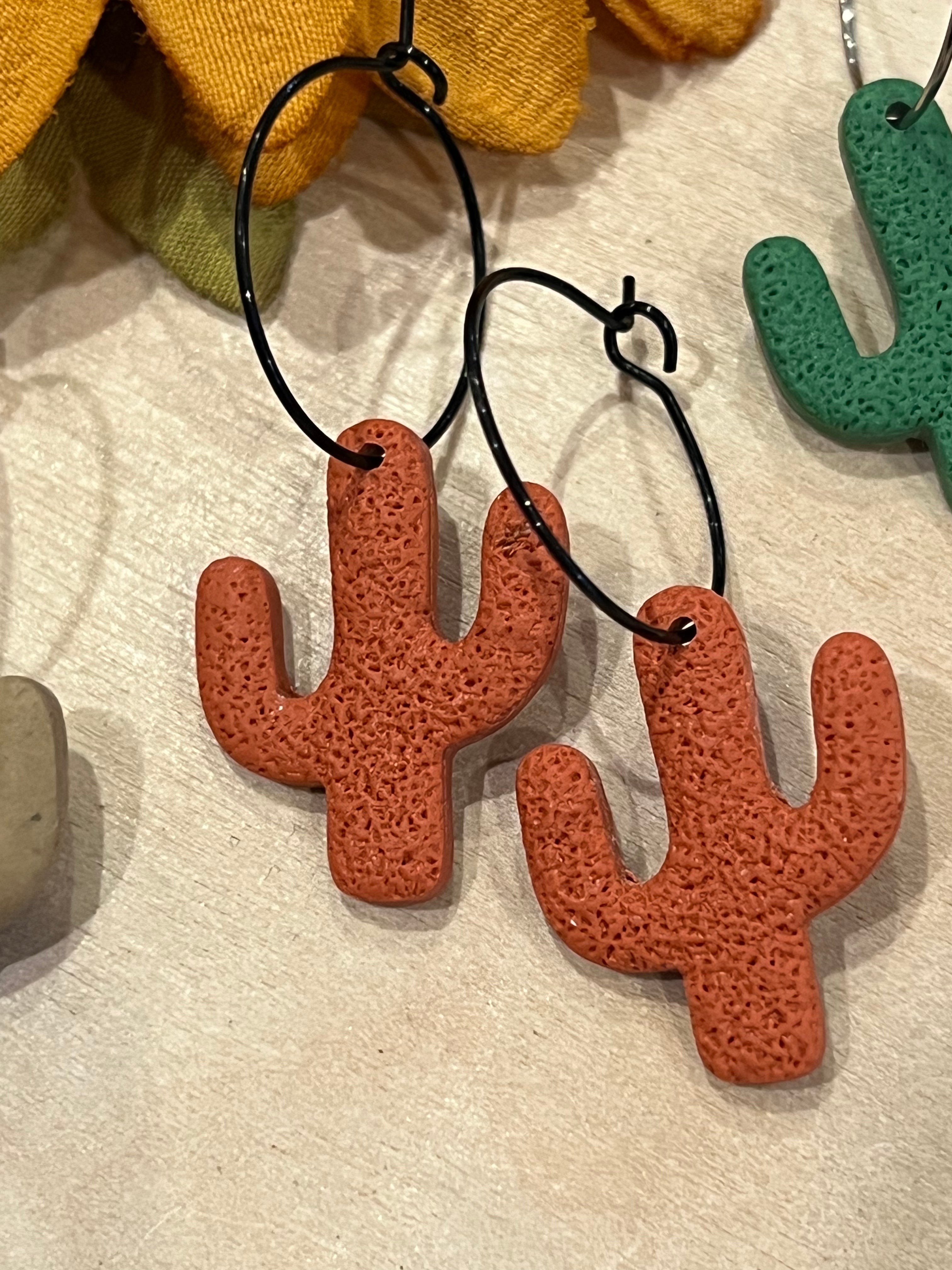 Hoop De Loop Cactus Handmade Clay Earrings