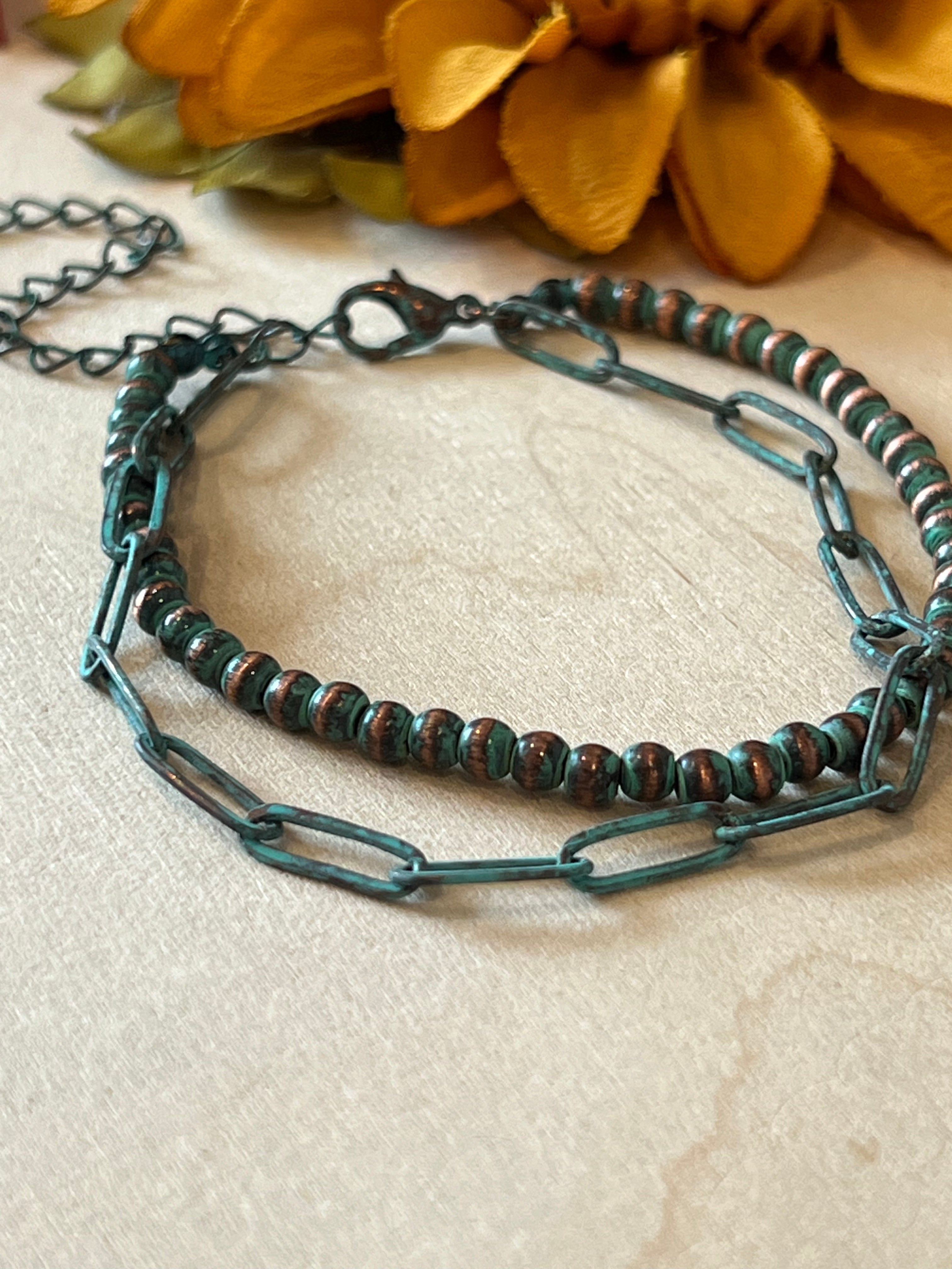 Double Chain Patina Bracelet