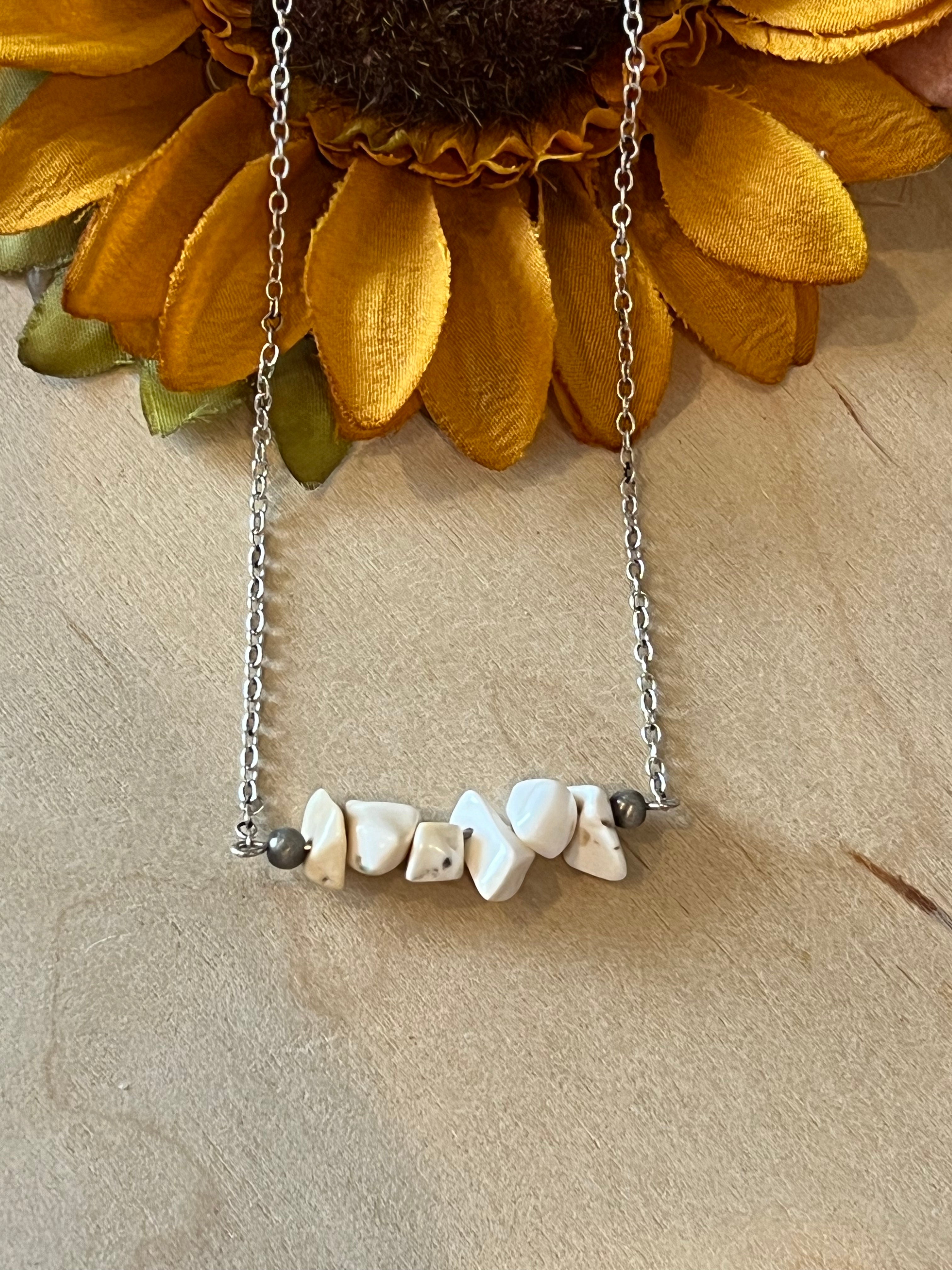 White Chip Cluster Necklace